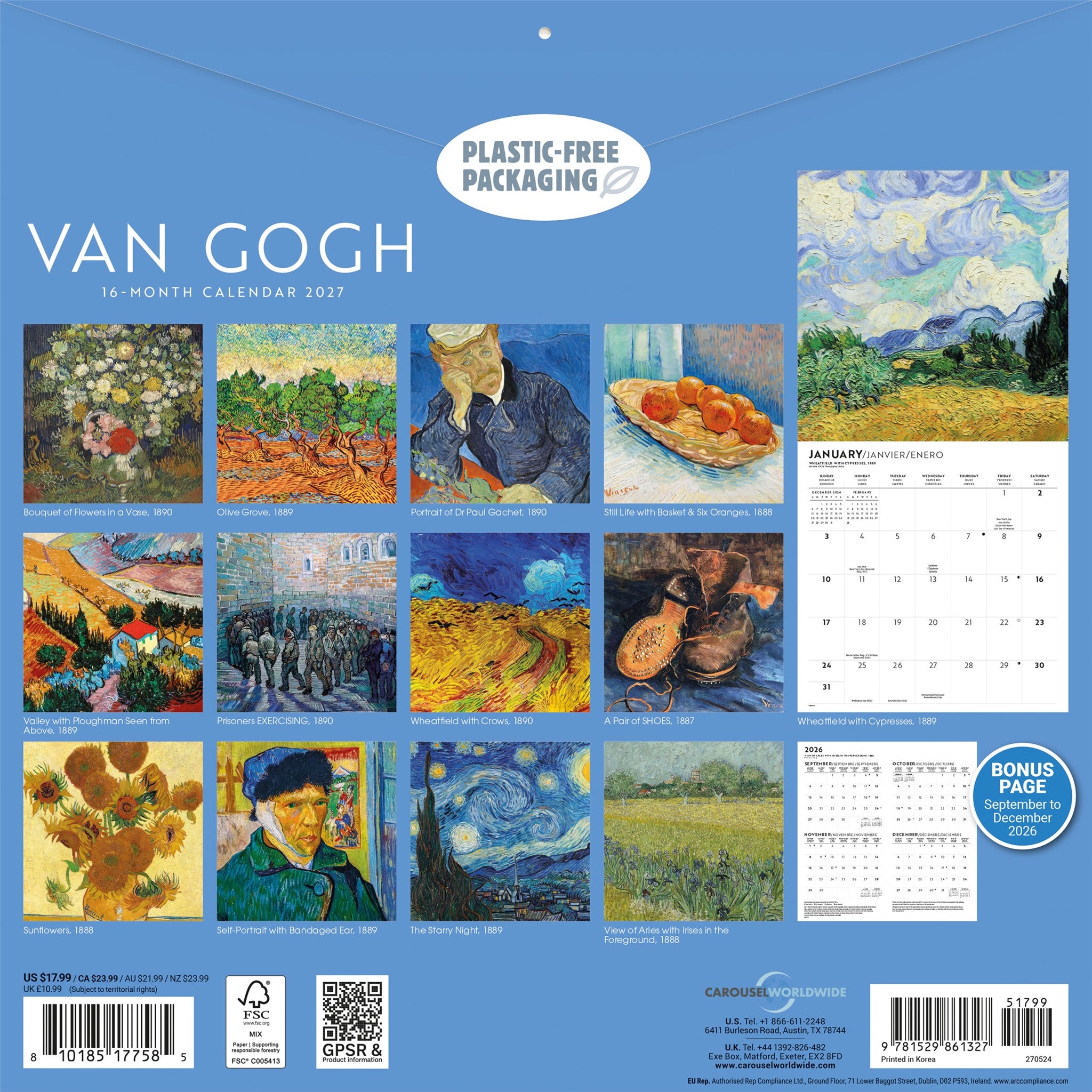 Van Gogh 2027 Wall Calendar