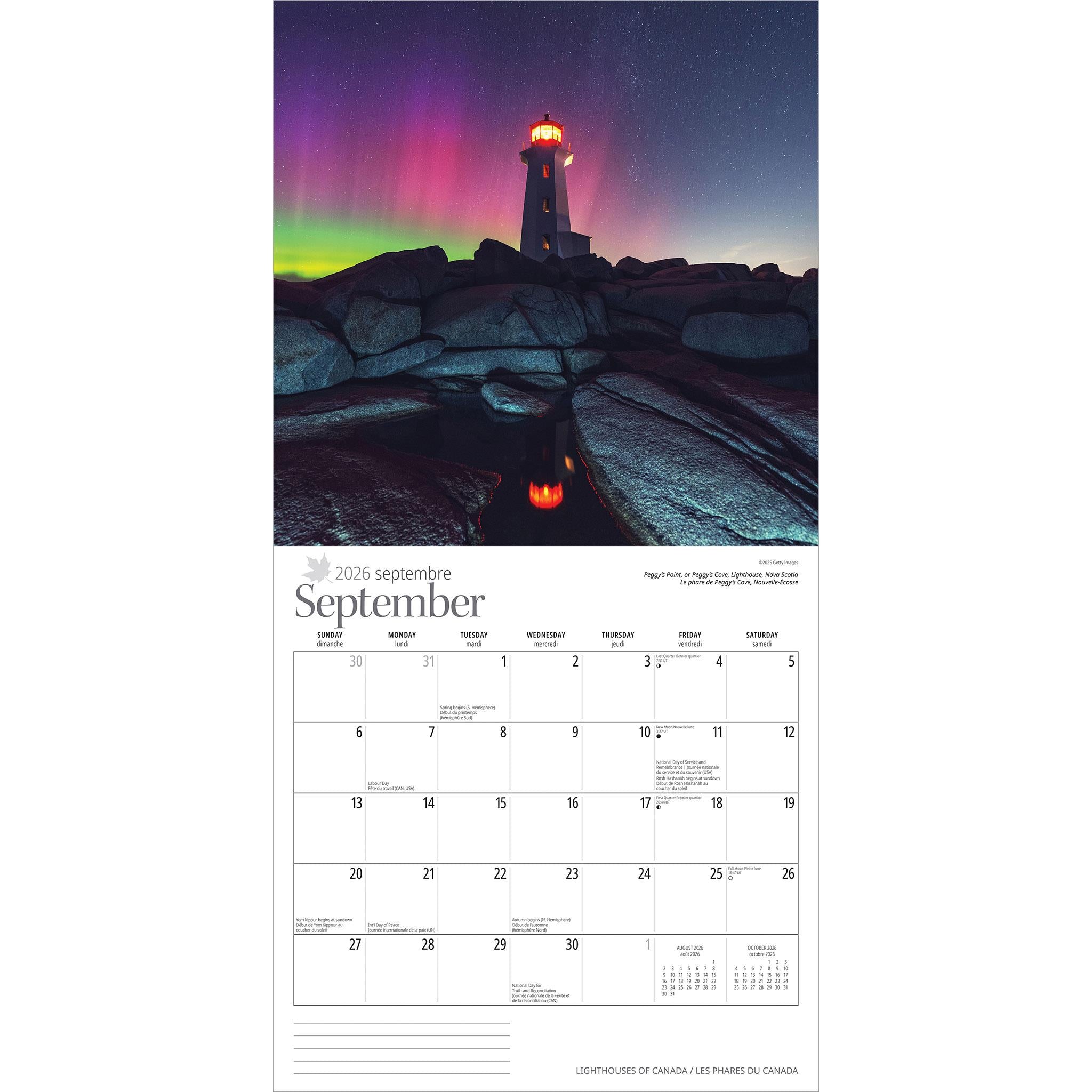 Lighthouses Of Canada 2026 Wall Calendar