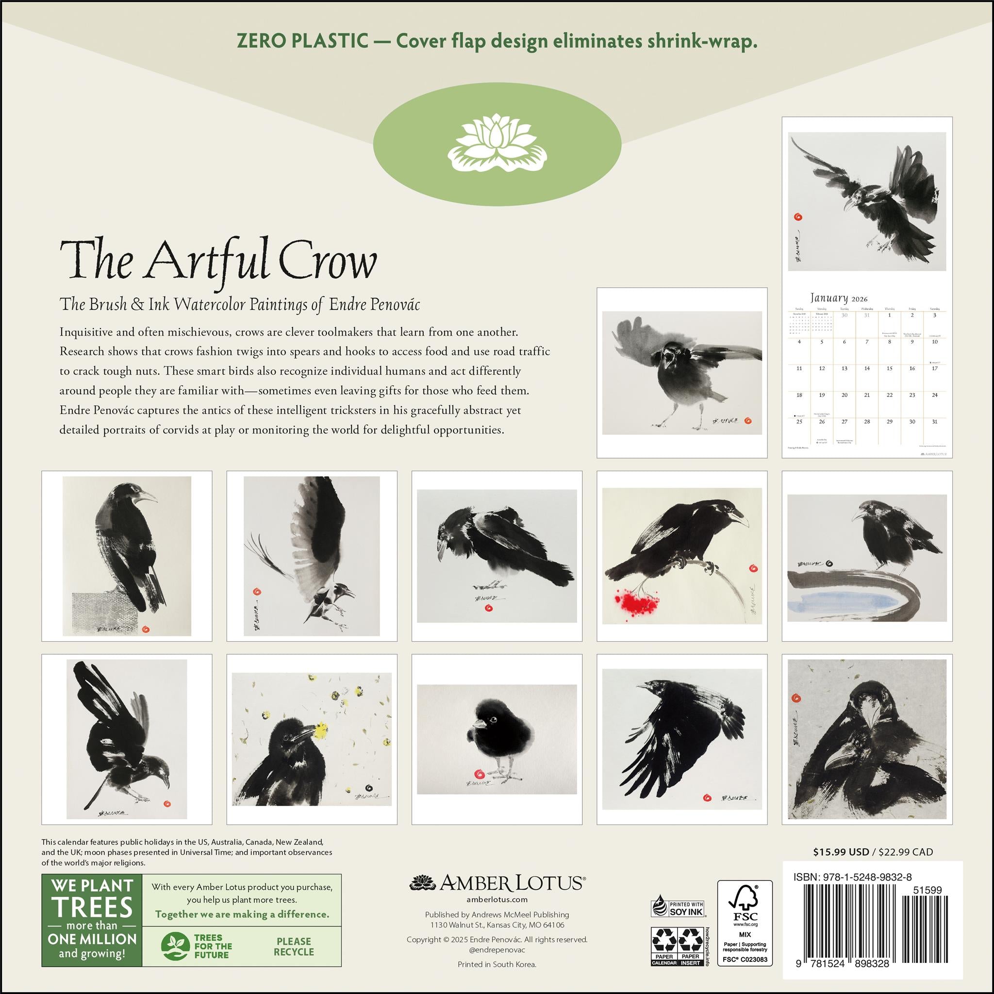 Calendrier mural Artful Crow 2026 - Disponible uniquement en ligne