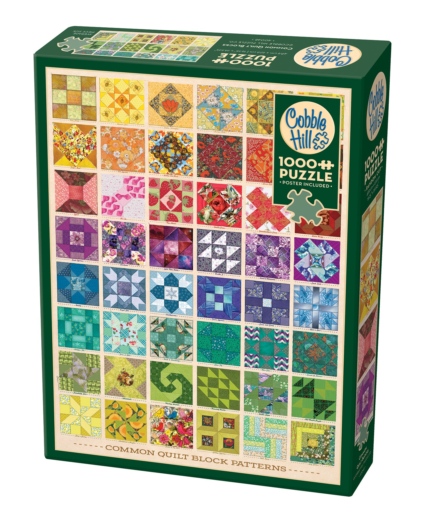 Puzzle de 1000 pièces représentant des blocs de patchwork courants