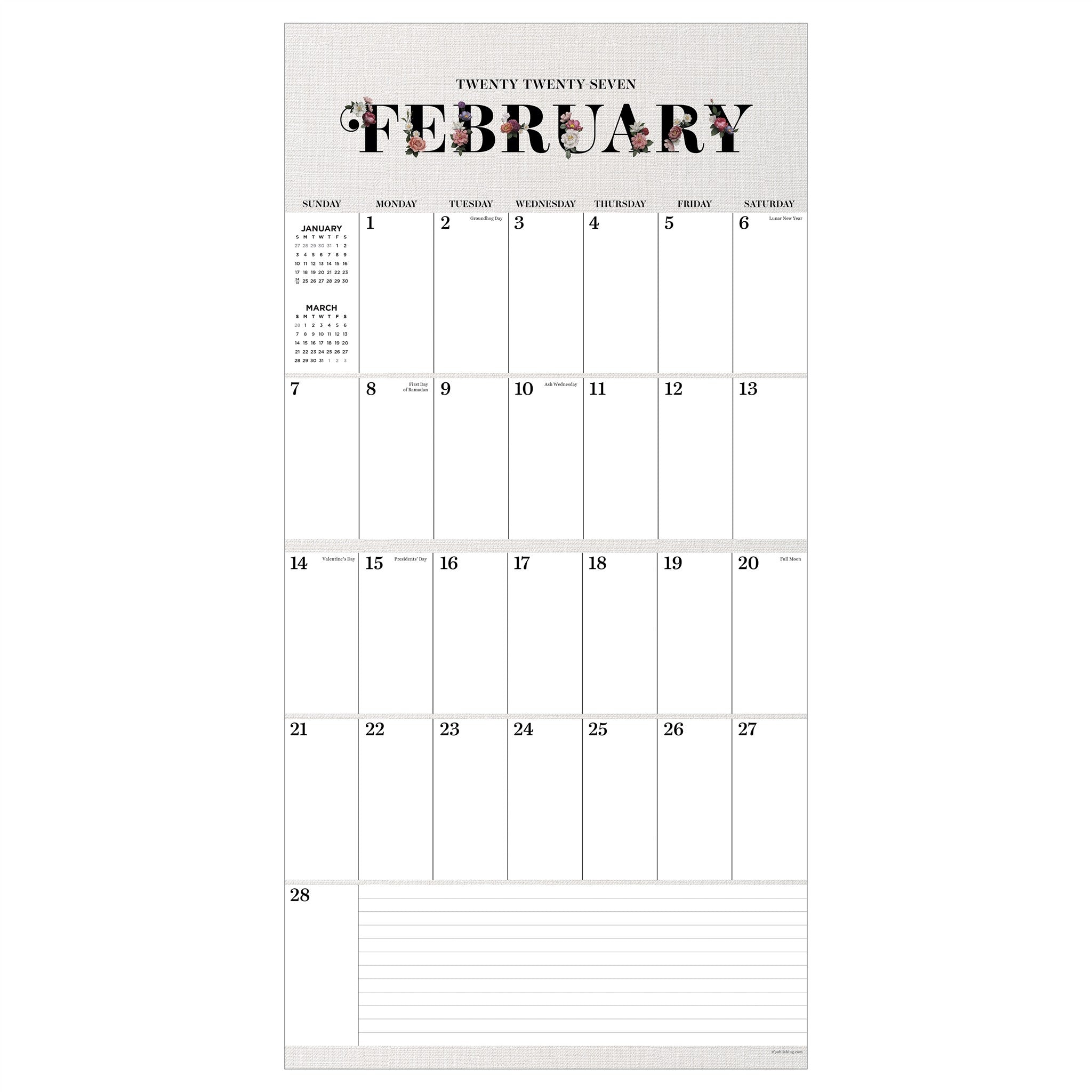Big Grid Floral 2027 Wall Calendar
