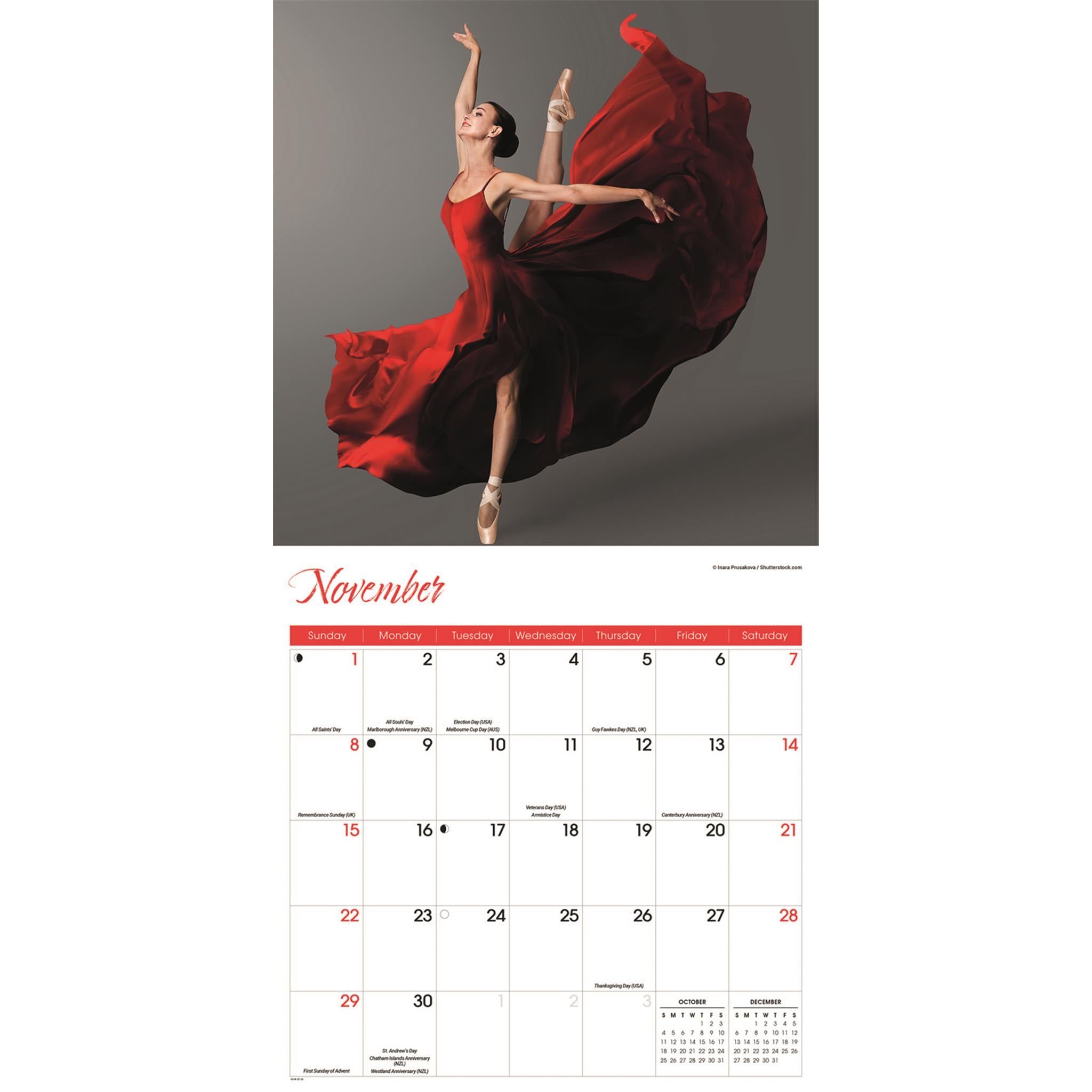 Calendrier mural Ballet 2026