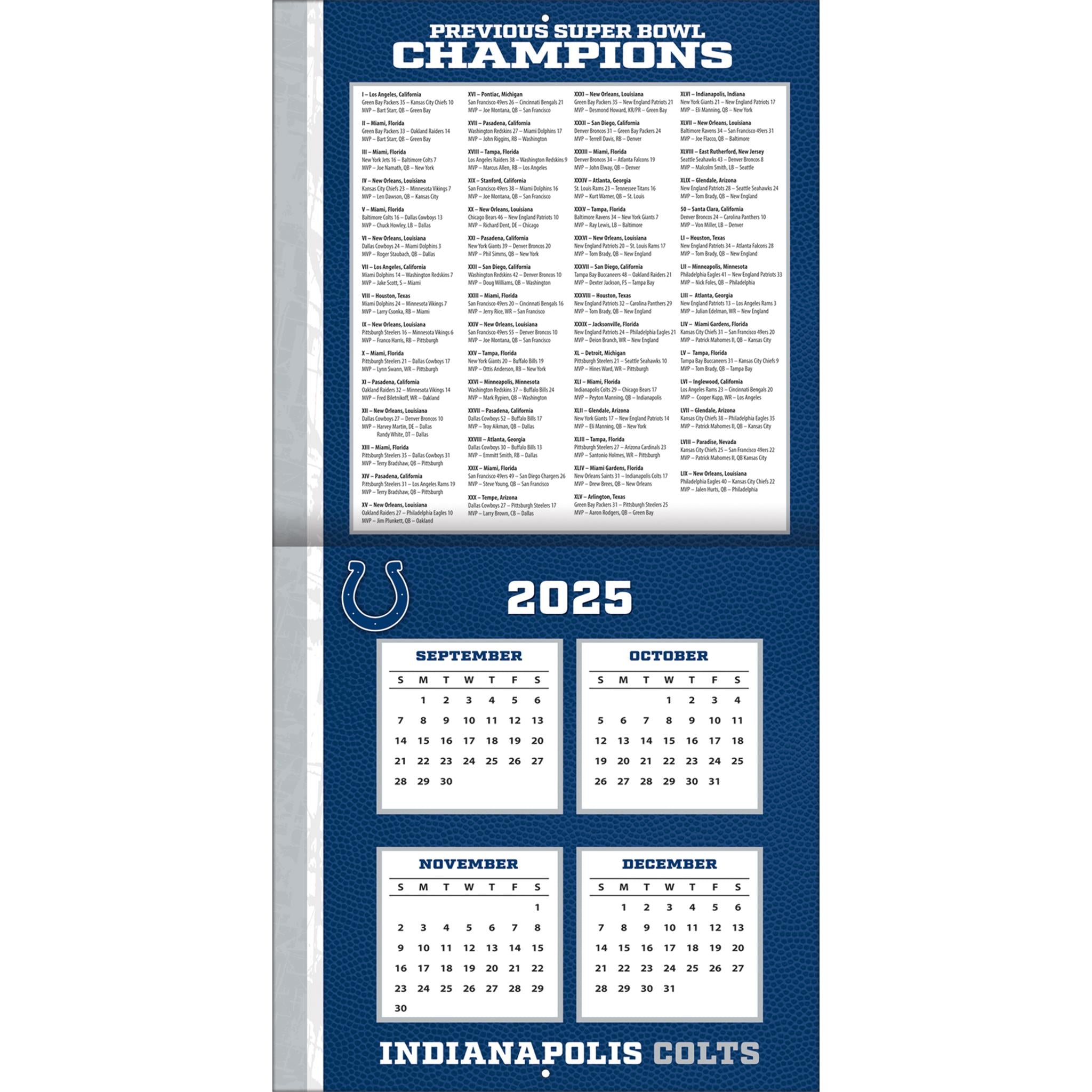 NFL Indianapolis Colts 2026 Wall Calendar - Online Only