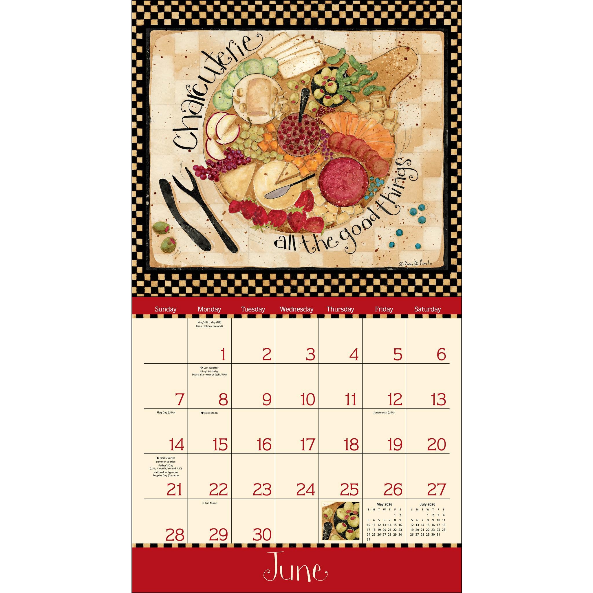 Calendrier mural de luxe 2026 « La maison est dans la cuisine »