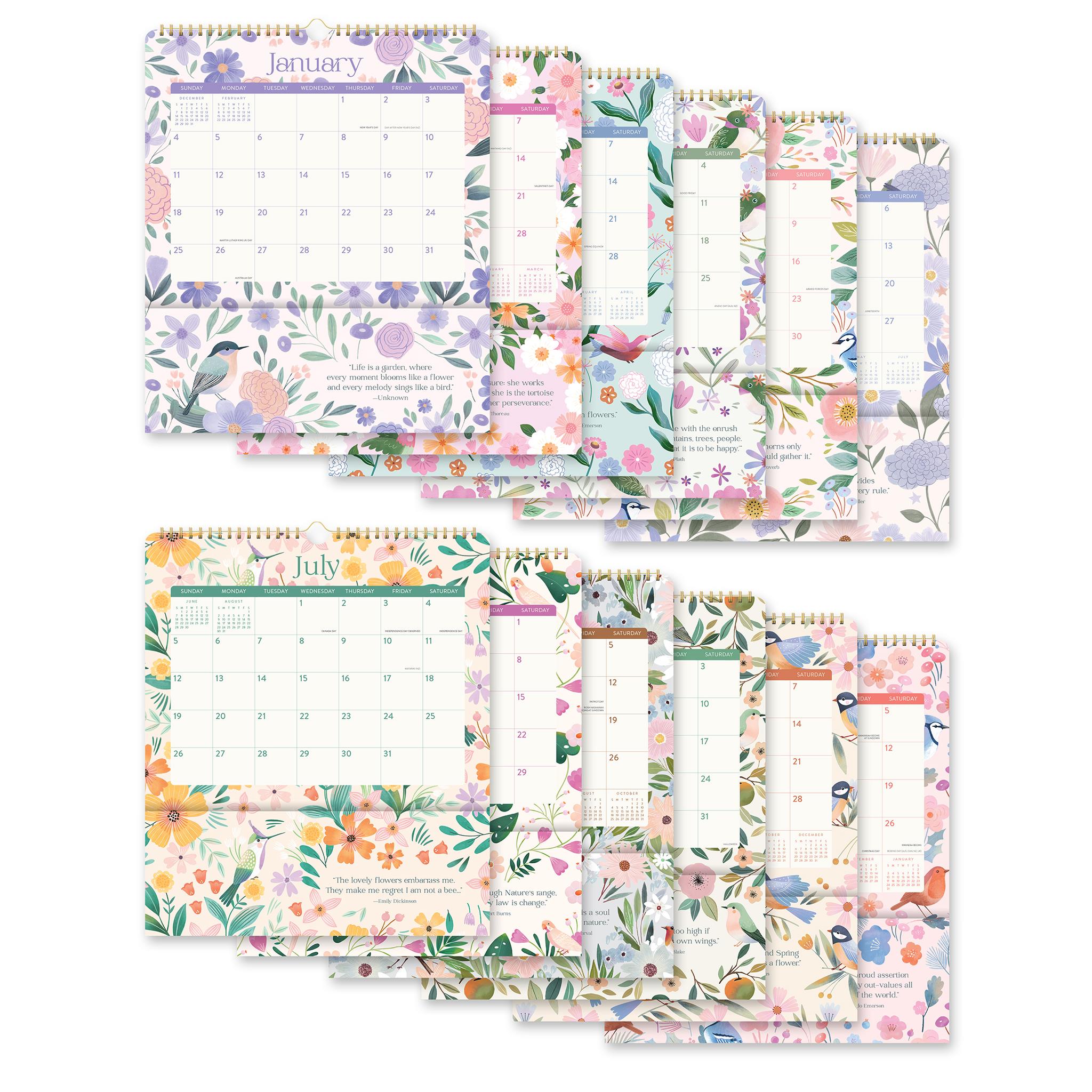 Birds and Blooms Pockets Plus 2026 Wall Calendar
