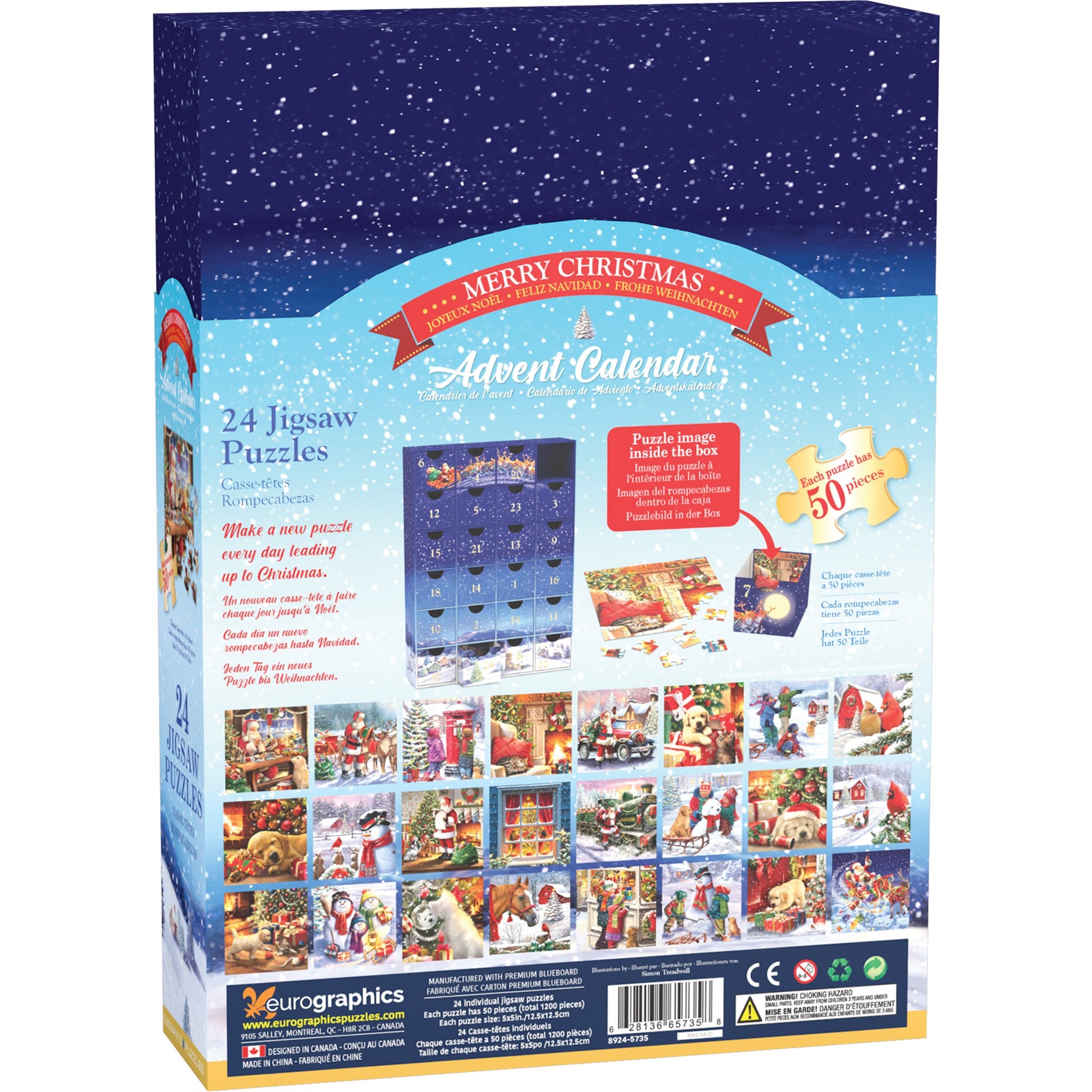Joyeux Noël Calendrier de l'Avent 24 Mini puzzles de 50 pièces