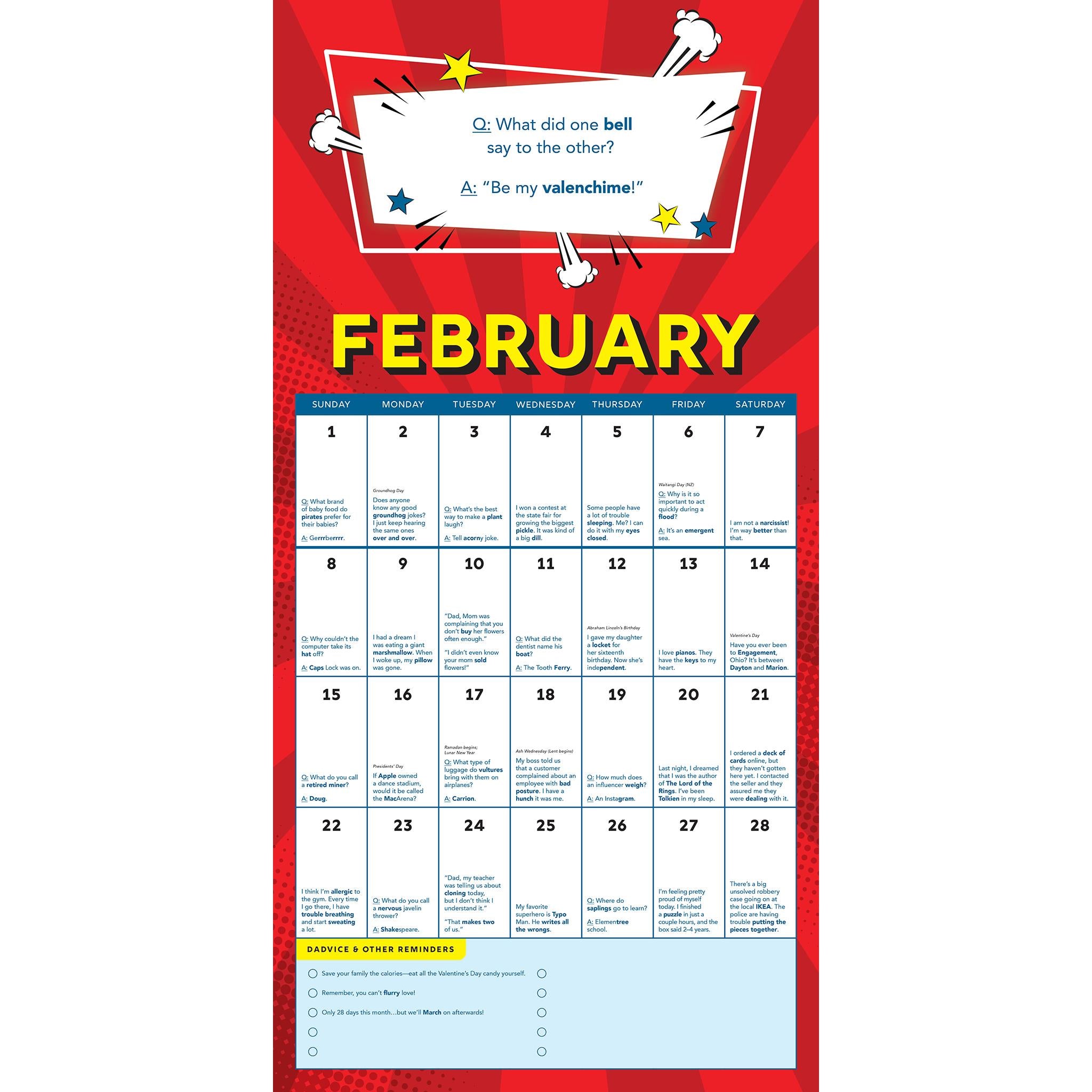 Calendrier mural Blagues de papa 2026 - Disponible uniquement en ligne