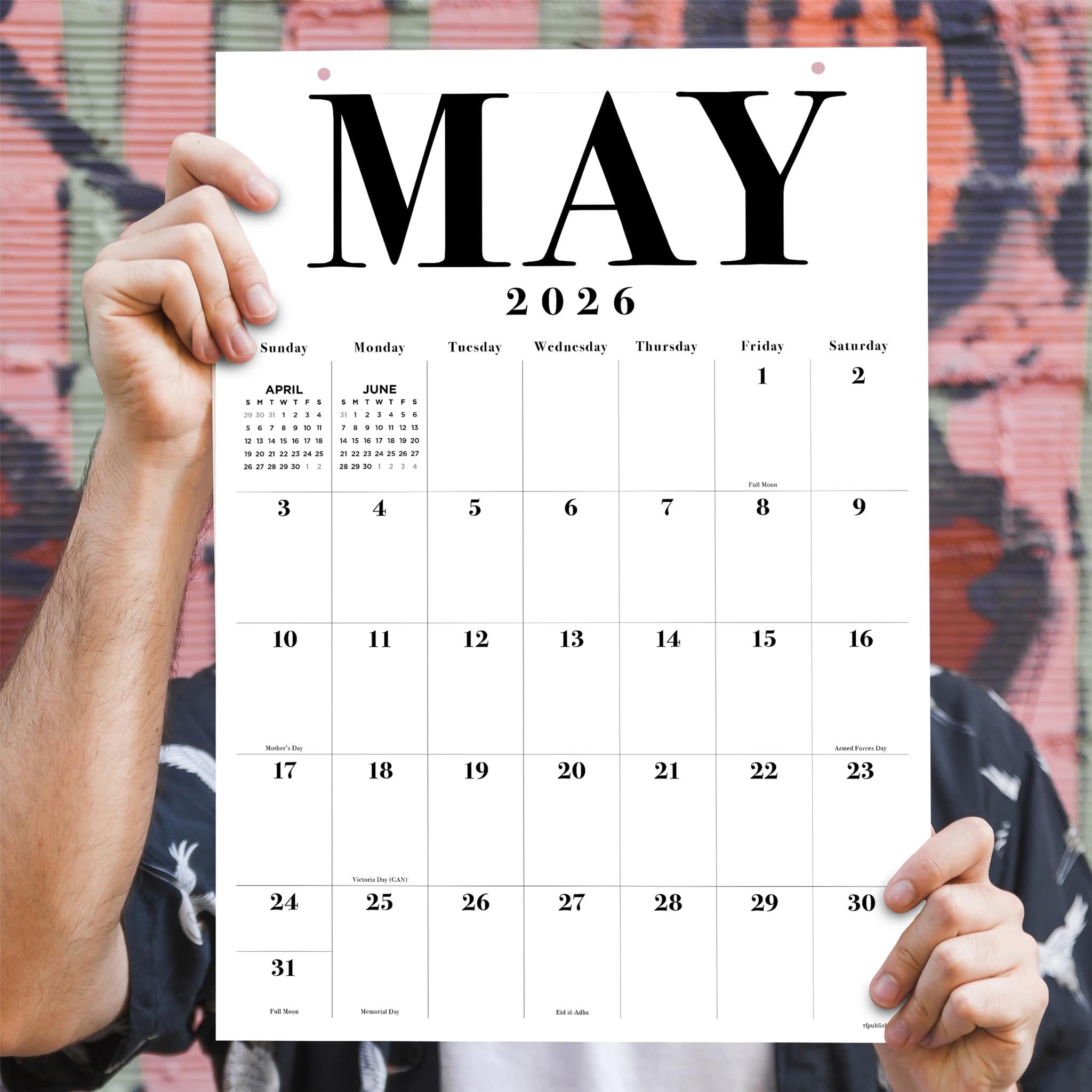 Calendrier-affiche typographique 2026