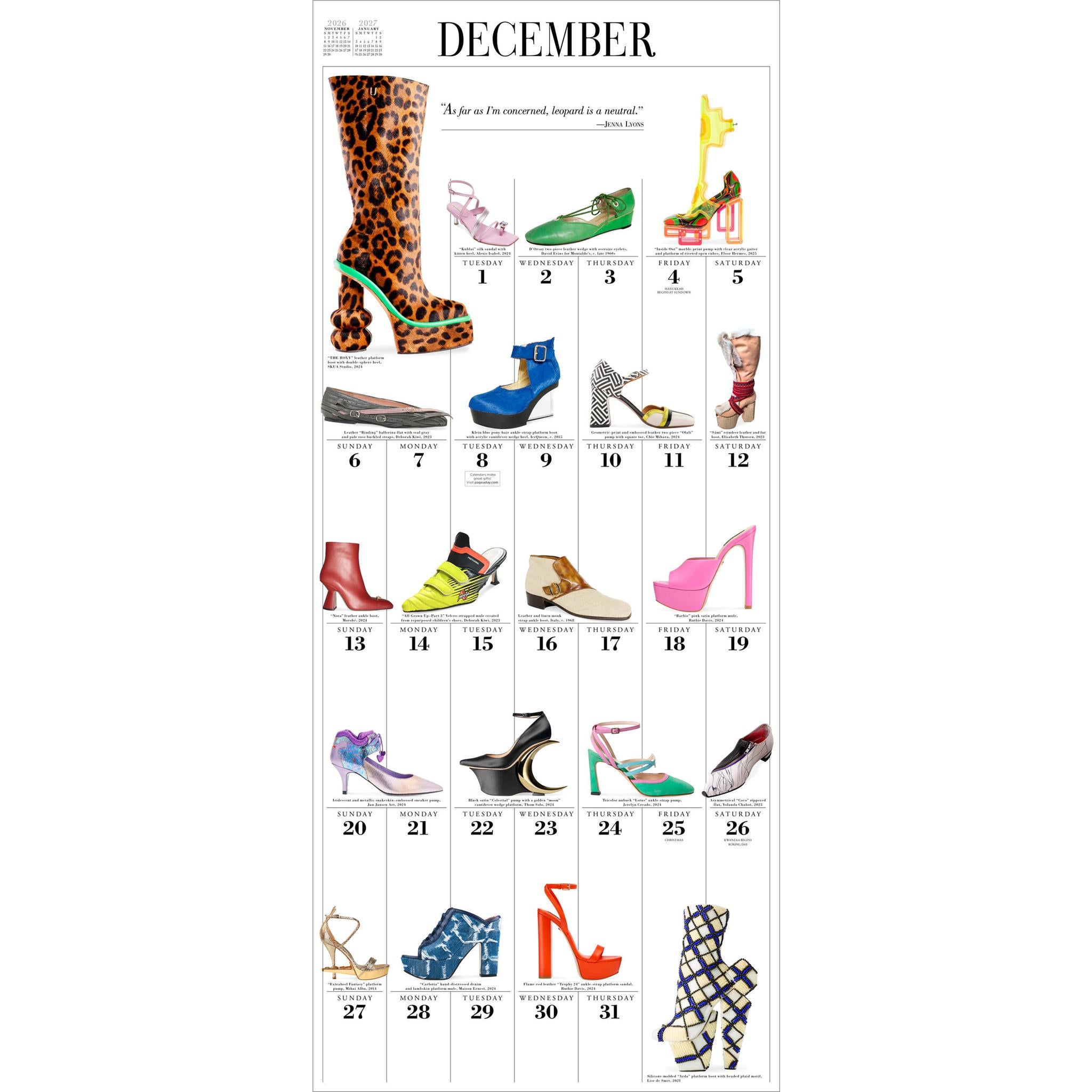 Calendrier mural Chaussures 365 2026