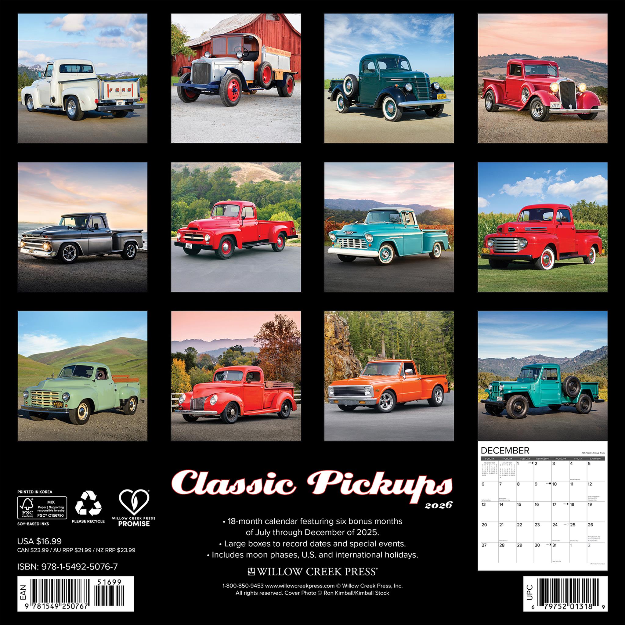 Calendrier mural Classic Pickups 2026 - Disponible uniquement en ligne