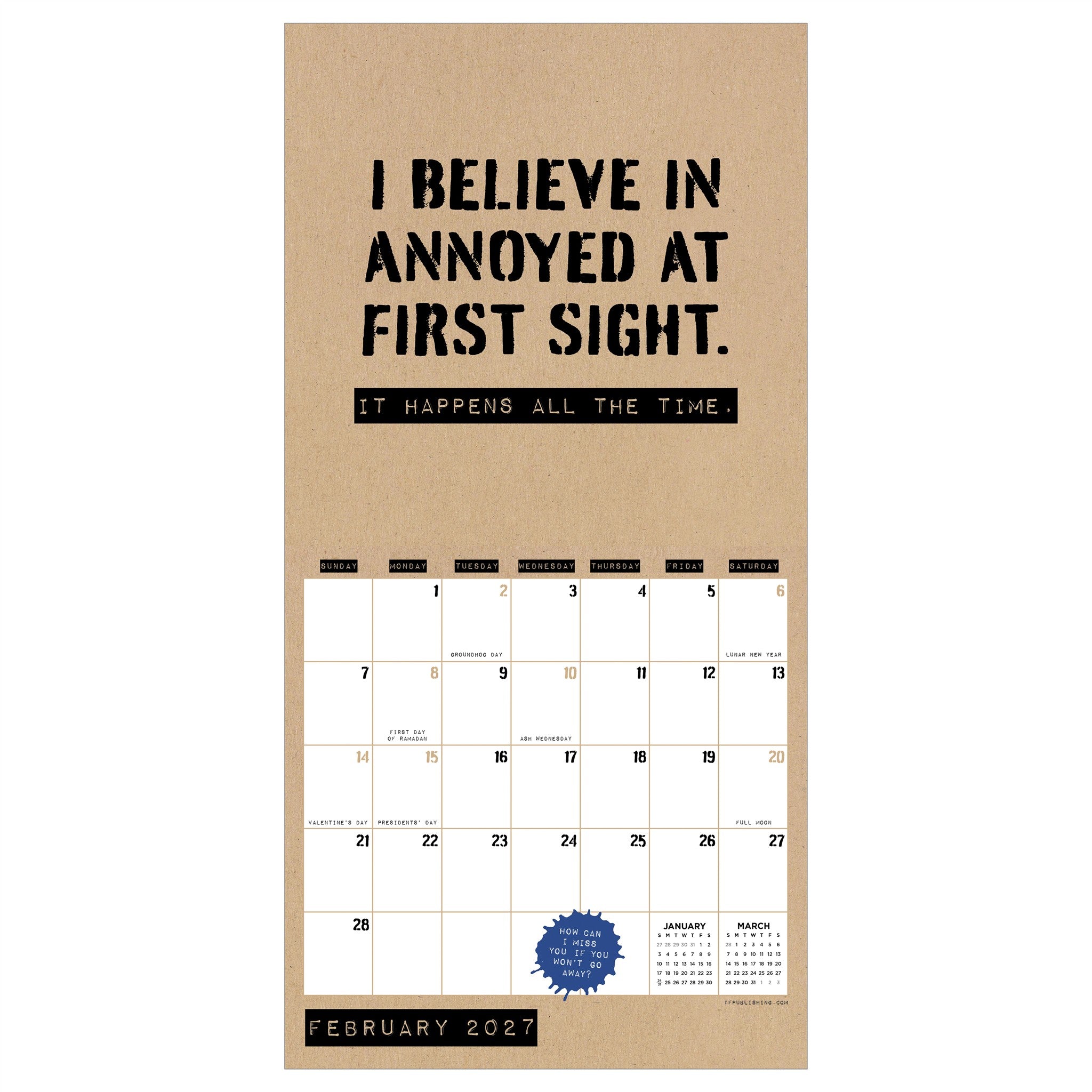 Anti Affirmations and Sarcasm 2027 Mini Calendar - Online Only