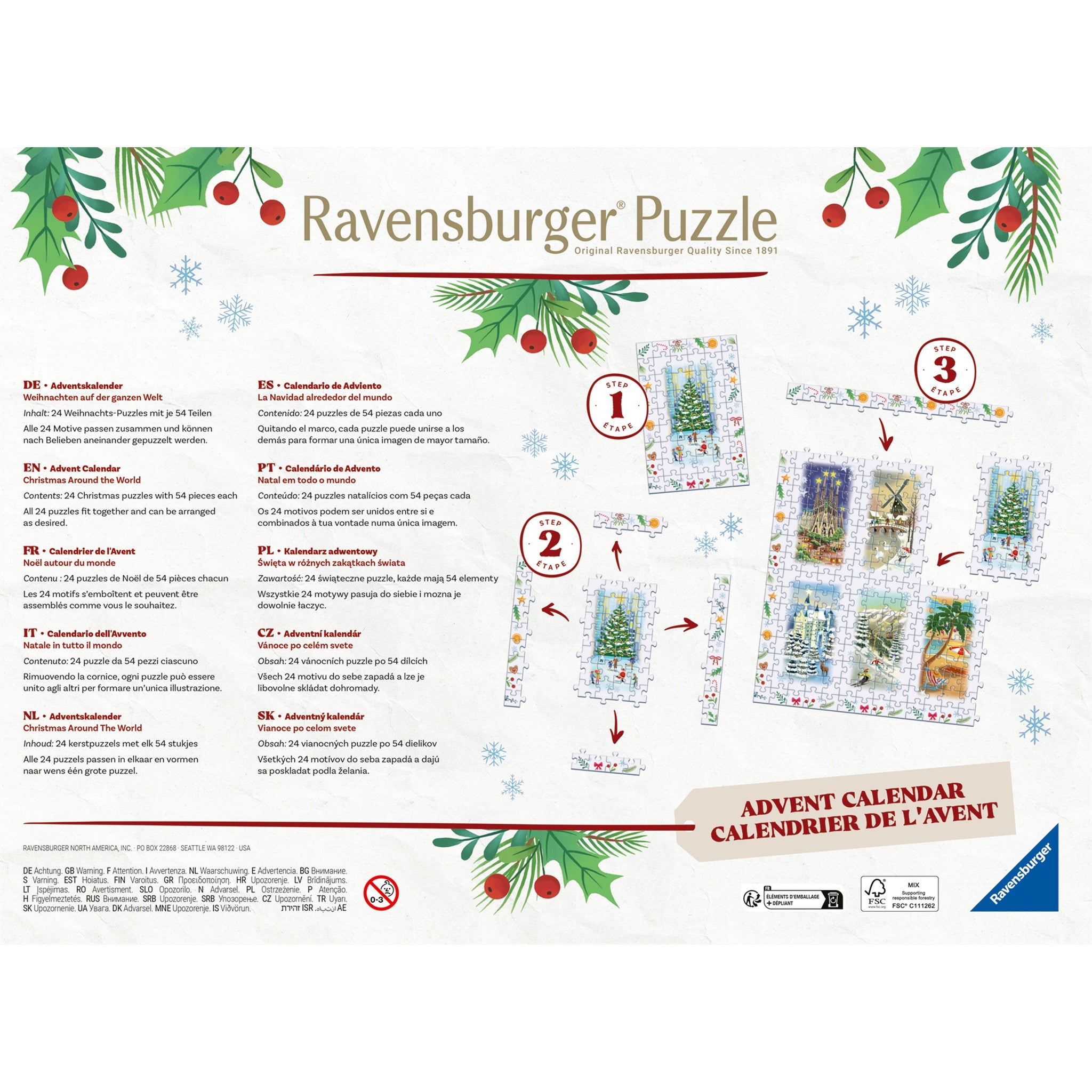 Calendrier de l'Avent Ravensburger : 24 mini puzzles de 54 pièces