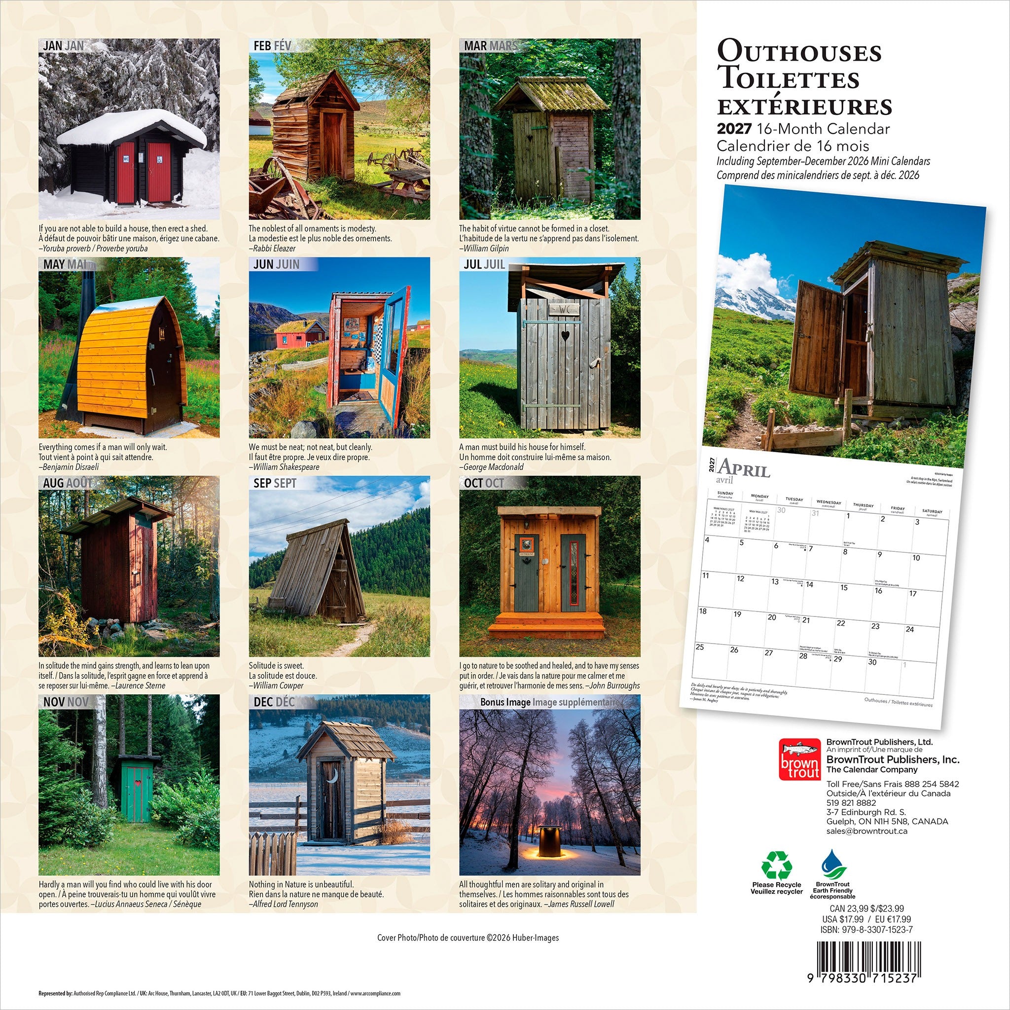 Outhouses / Toilettes extérieures 2027 Wall Calendar