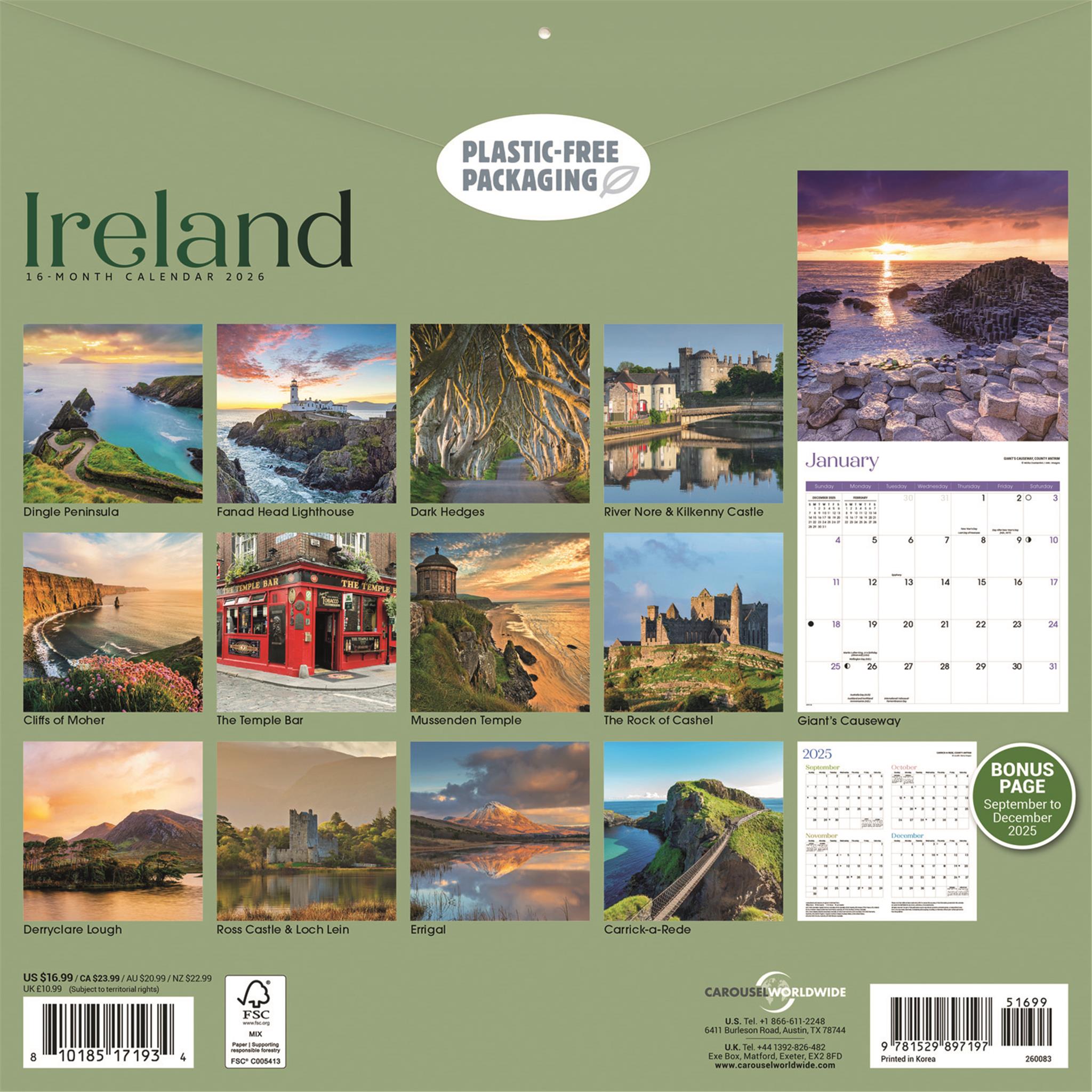 Calendrier mural Irlande 2026