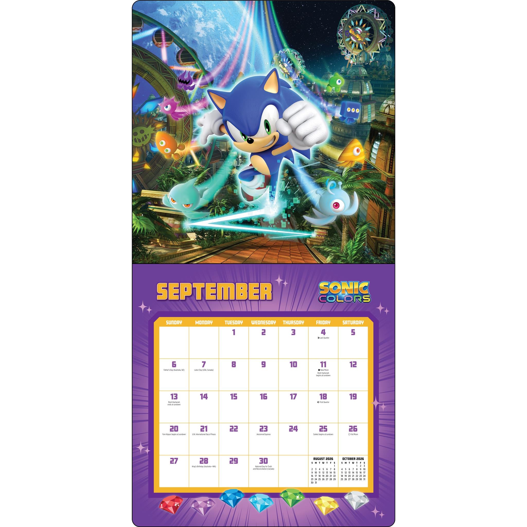 Calendrier mural de luxe Sonic le Hérisson 35e anniversaire avec cartes de vœux 2026 - Disponible uniquement en ligne