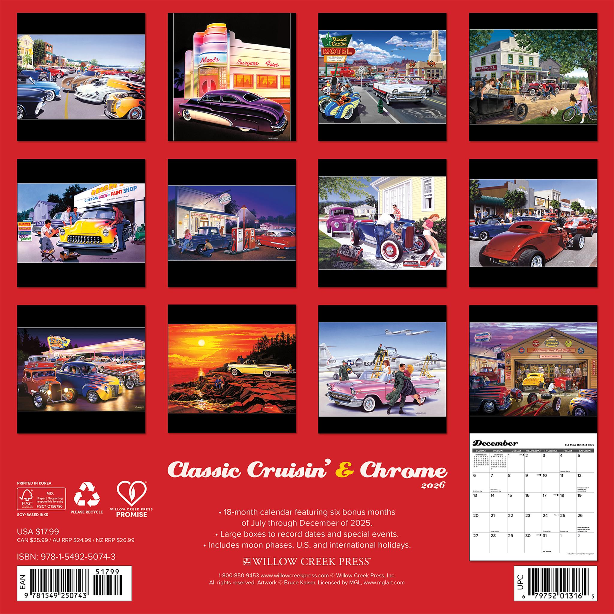 Calendrier mural Cruisin And Chrome Classic 2026