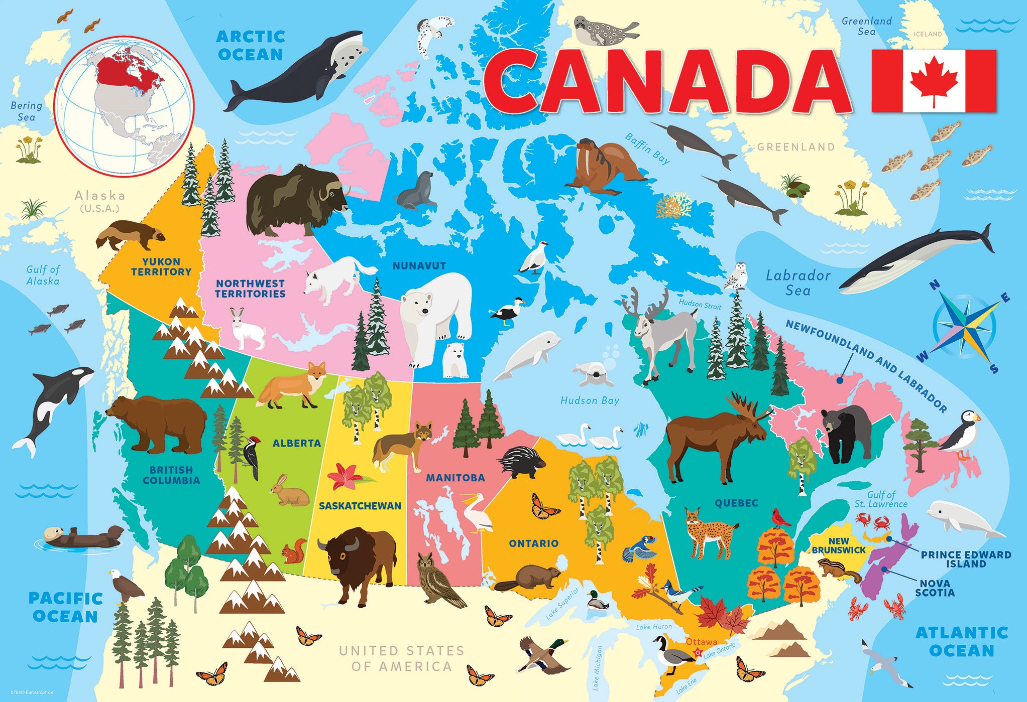 Carte illustrée du Canada - Puzzle de 100 pièces - Disponible uniquement en ligne