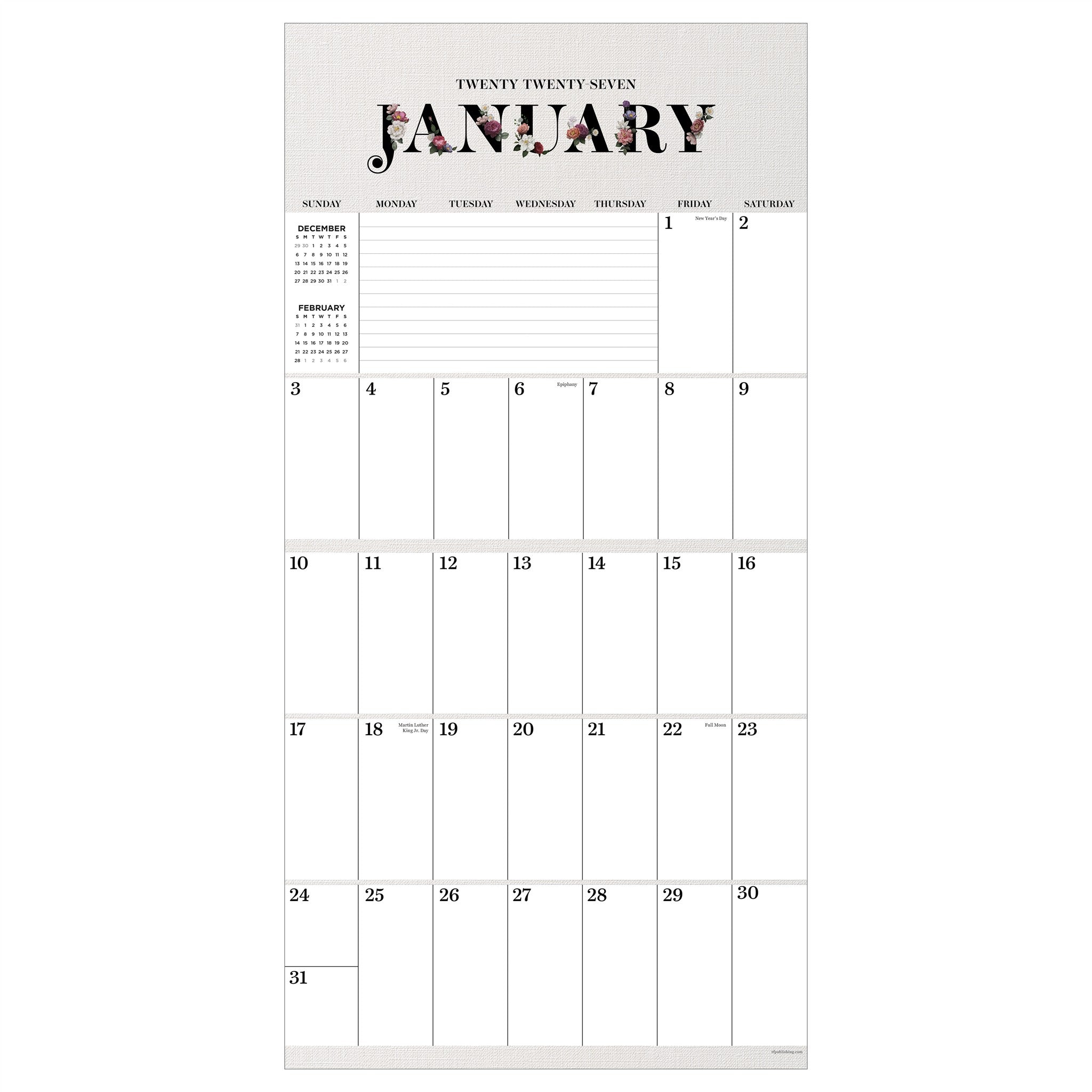 Big Grid Floral 2027 Wall Calendar