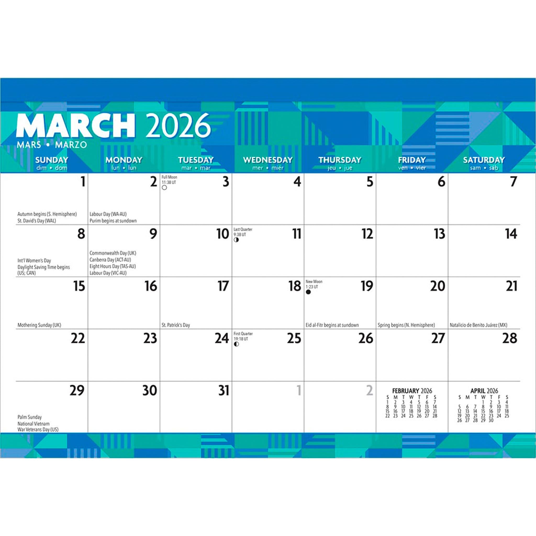 Calendrier de bureau 2026 en gros caractères