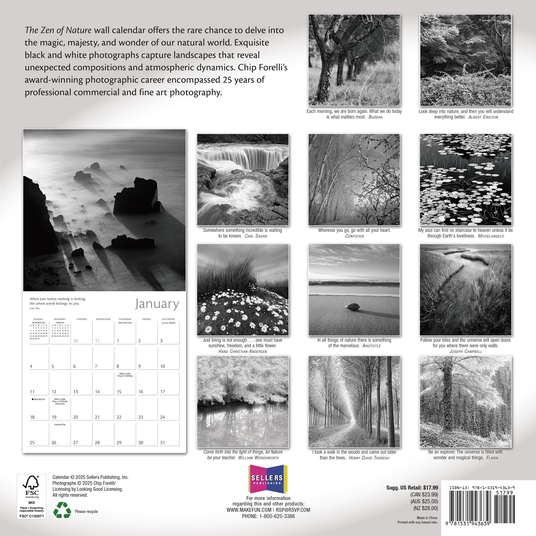 Calendrier mural Zen of Nature 2026 - Disponible uniquement en ligne