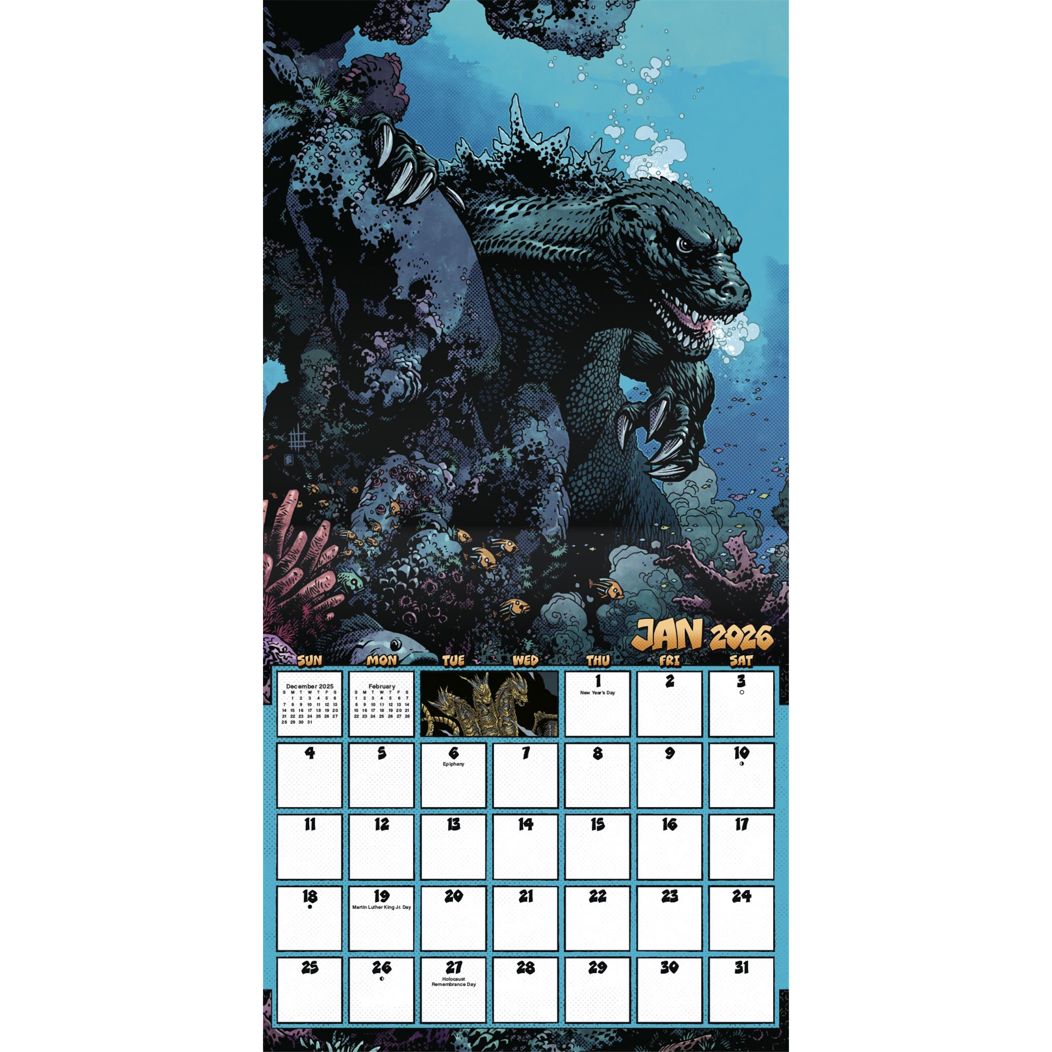 Calendrier mural Godzilla Classic 2026 - Disponible uniquement en ligne