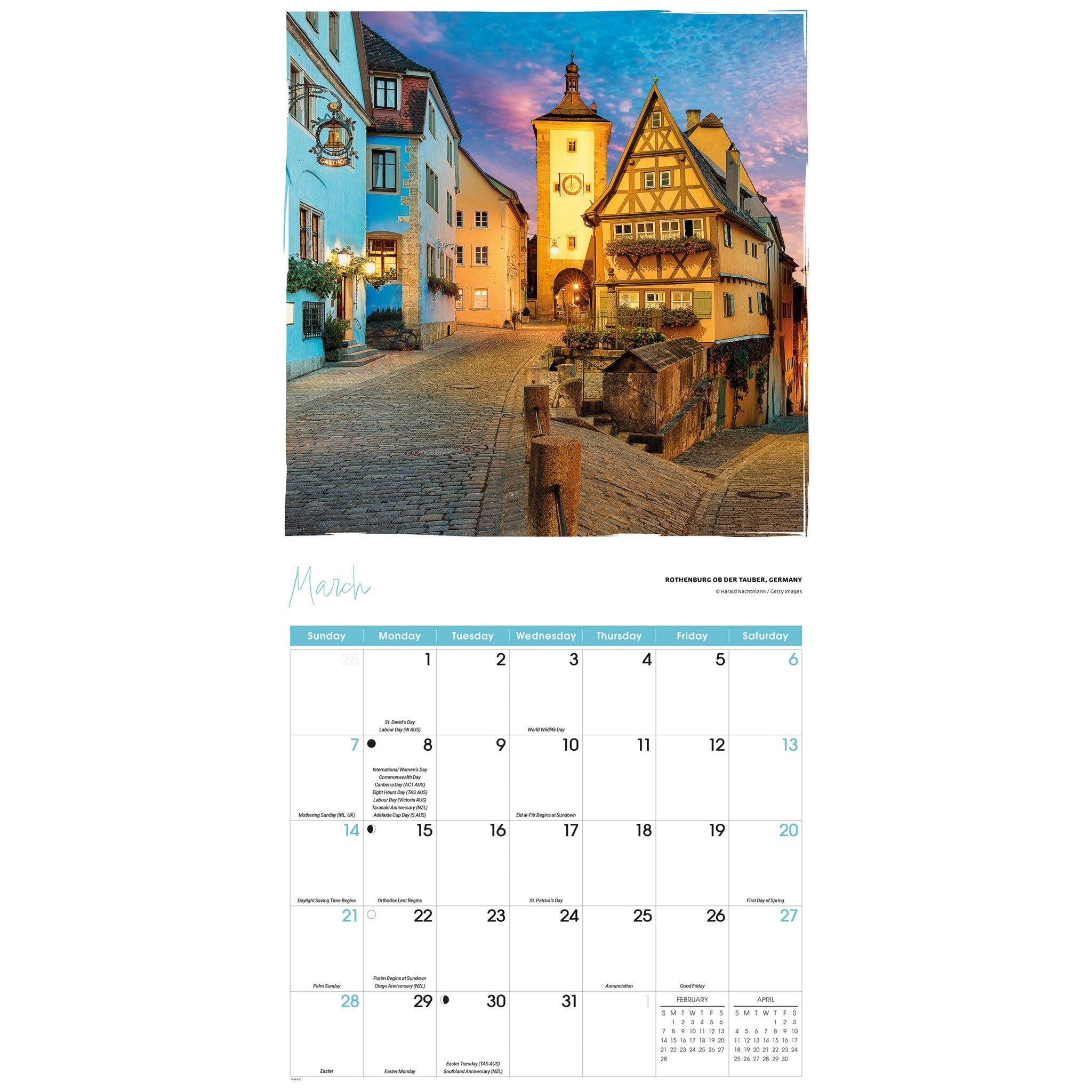 Calendrier mural Europe romantique 2027