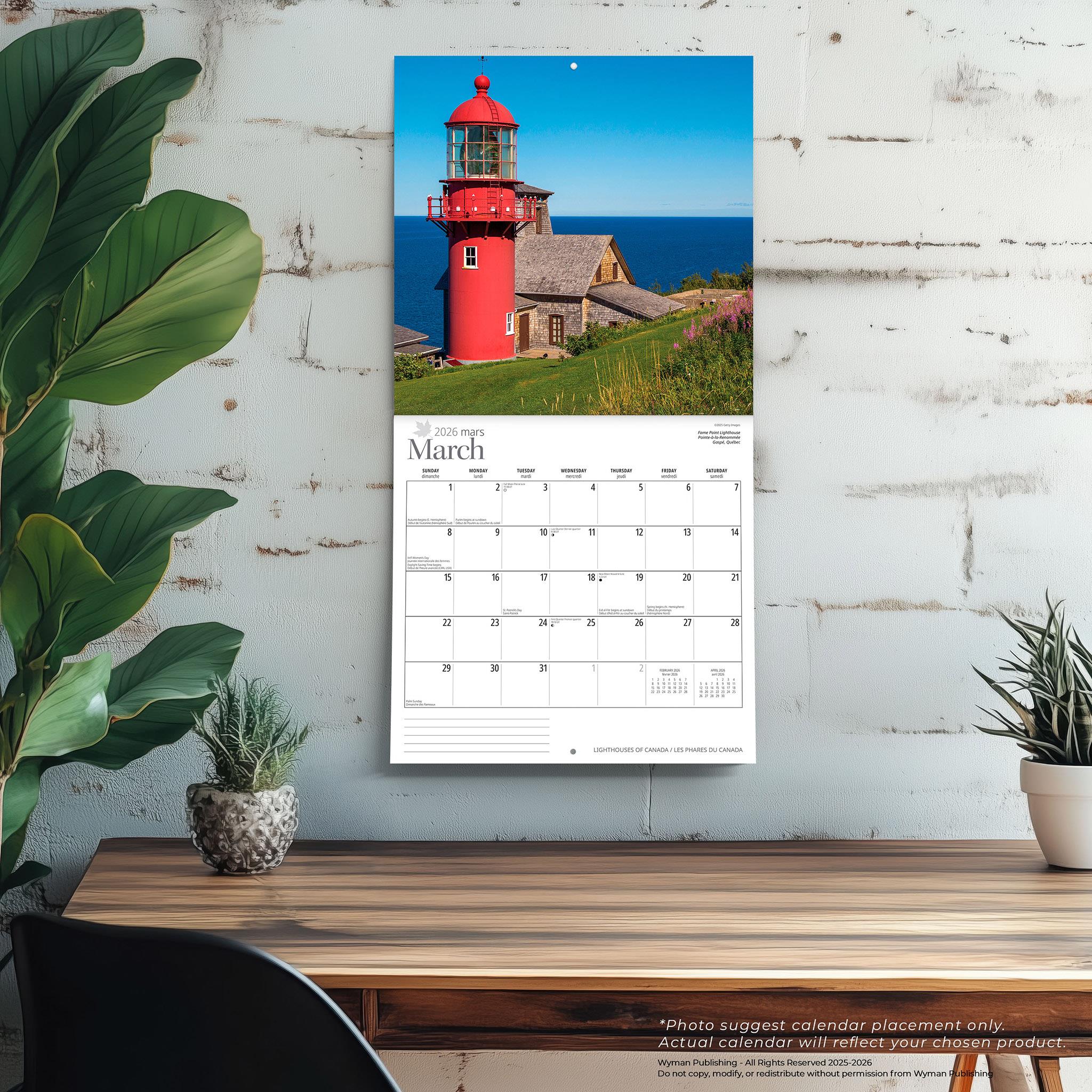 Lighthouses Of Canada 2026 Wall Calendar