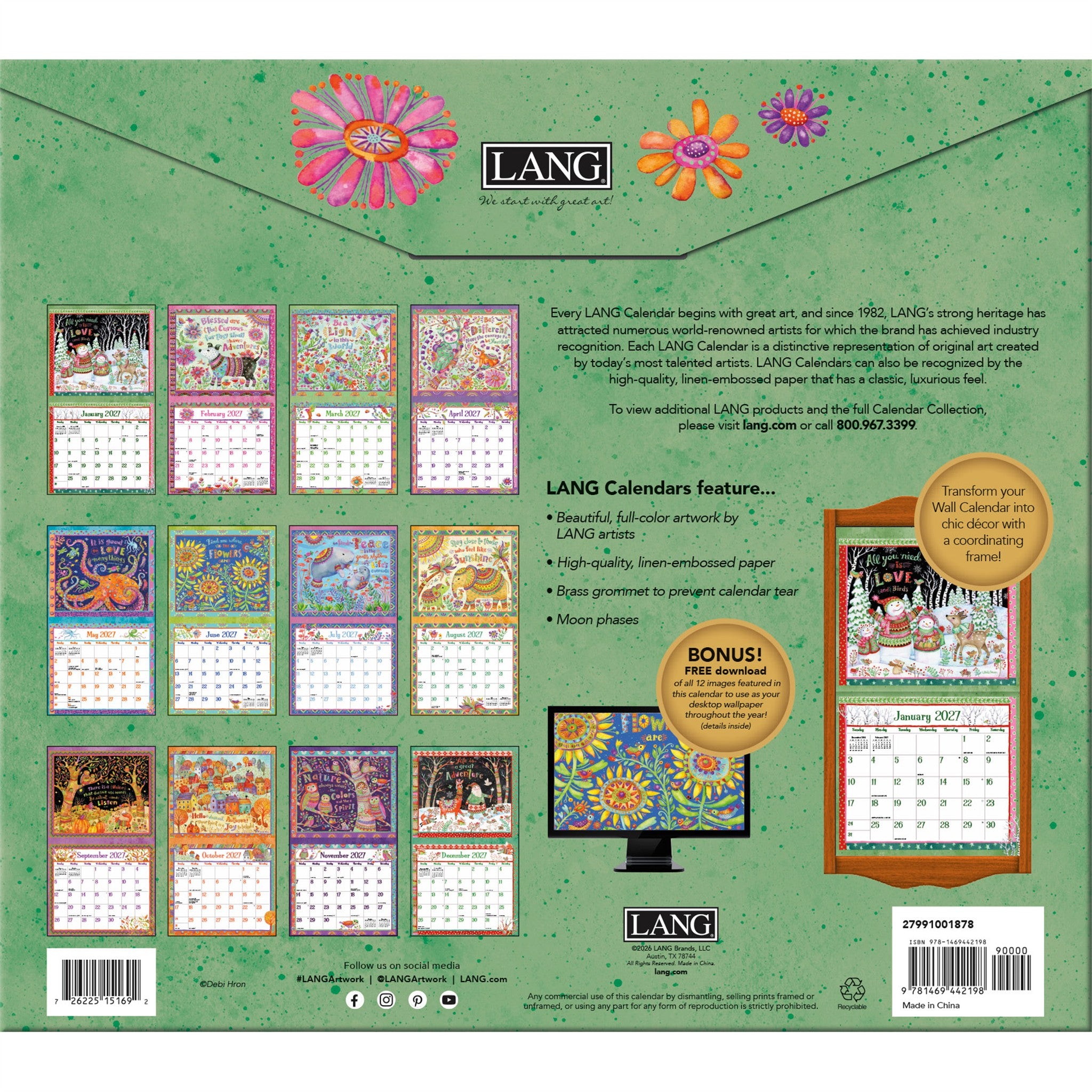 Calendrier mural 2027 Inspirations simples