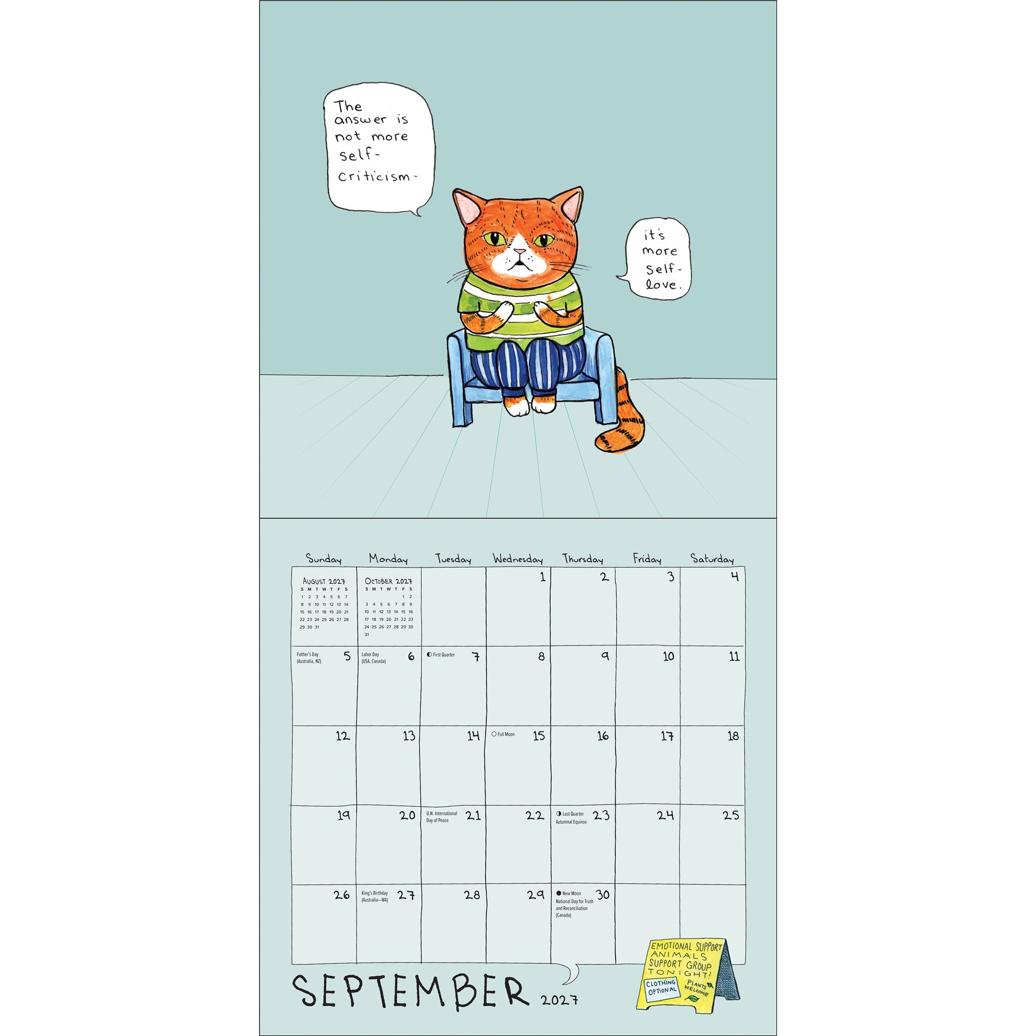 Calendrier mural 2027 : Animaux de soutien émotionnel