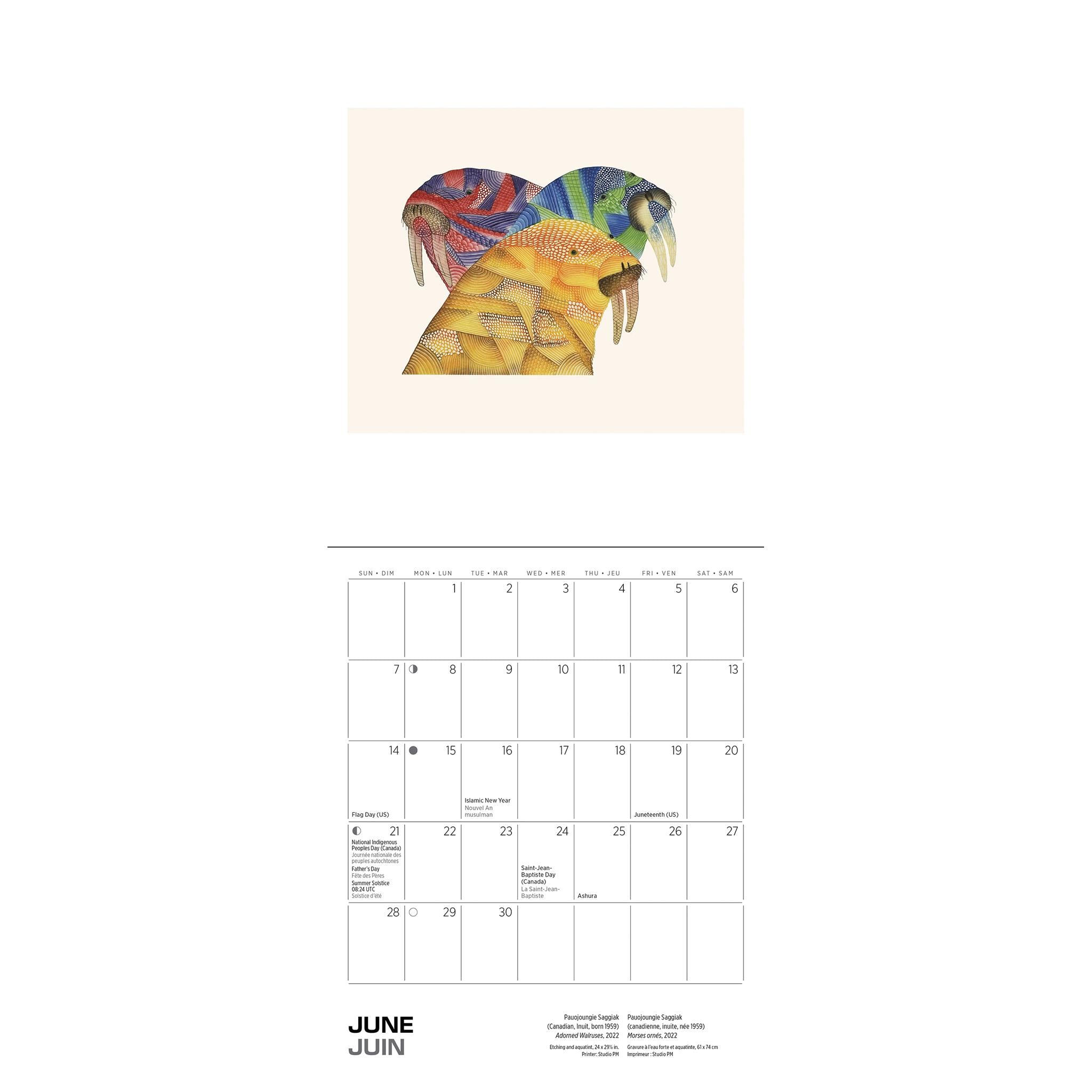 Mini-calendrier d'art inuit de Cape Dorset 2026