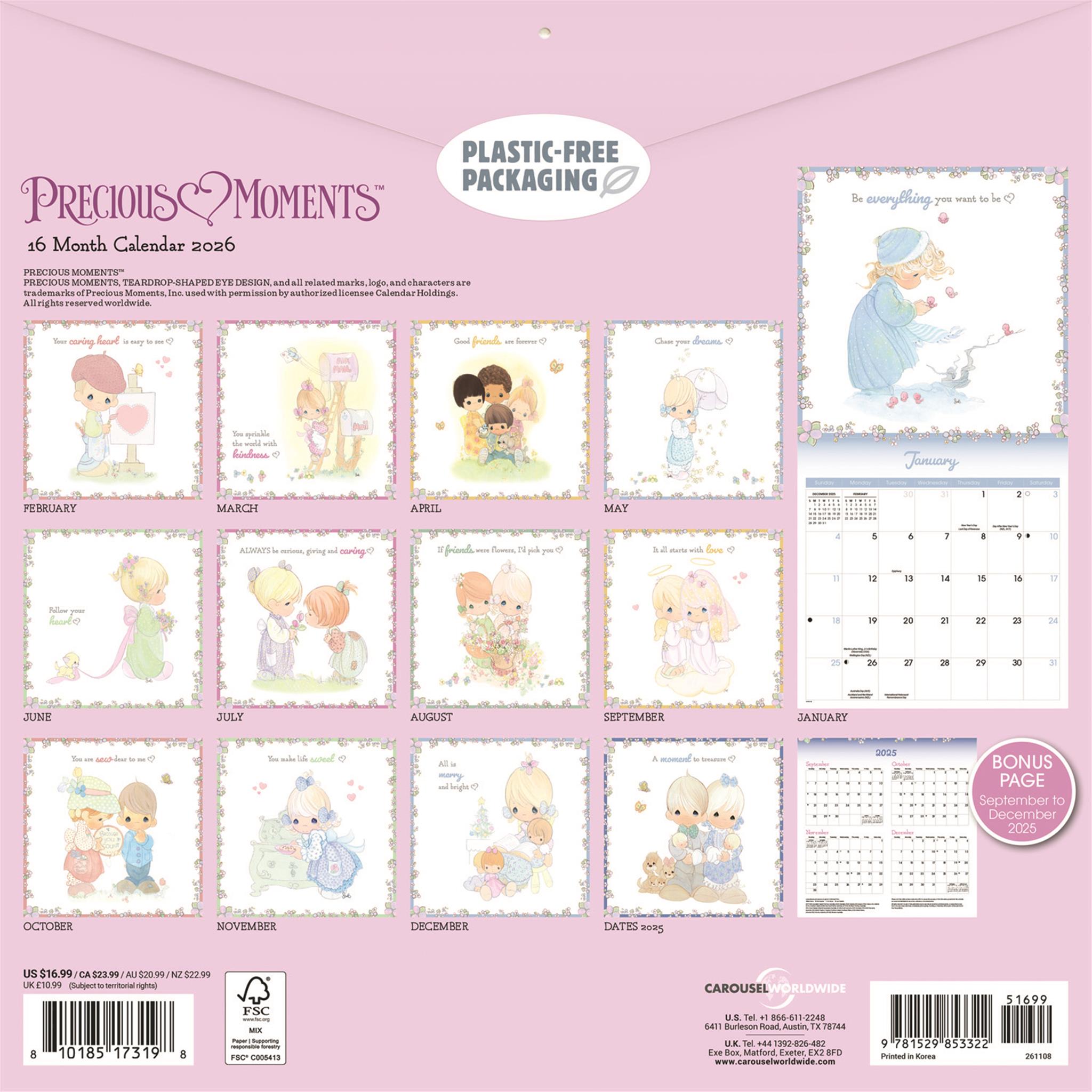 Calendrier mural Precious Moments 2026