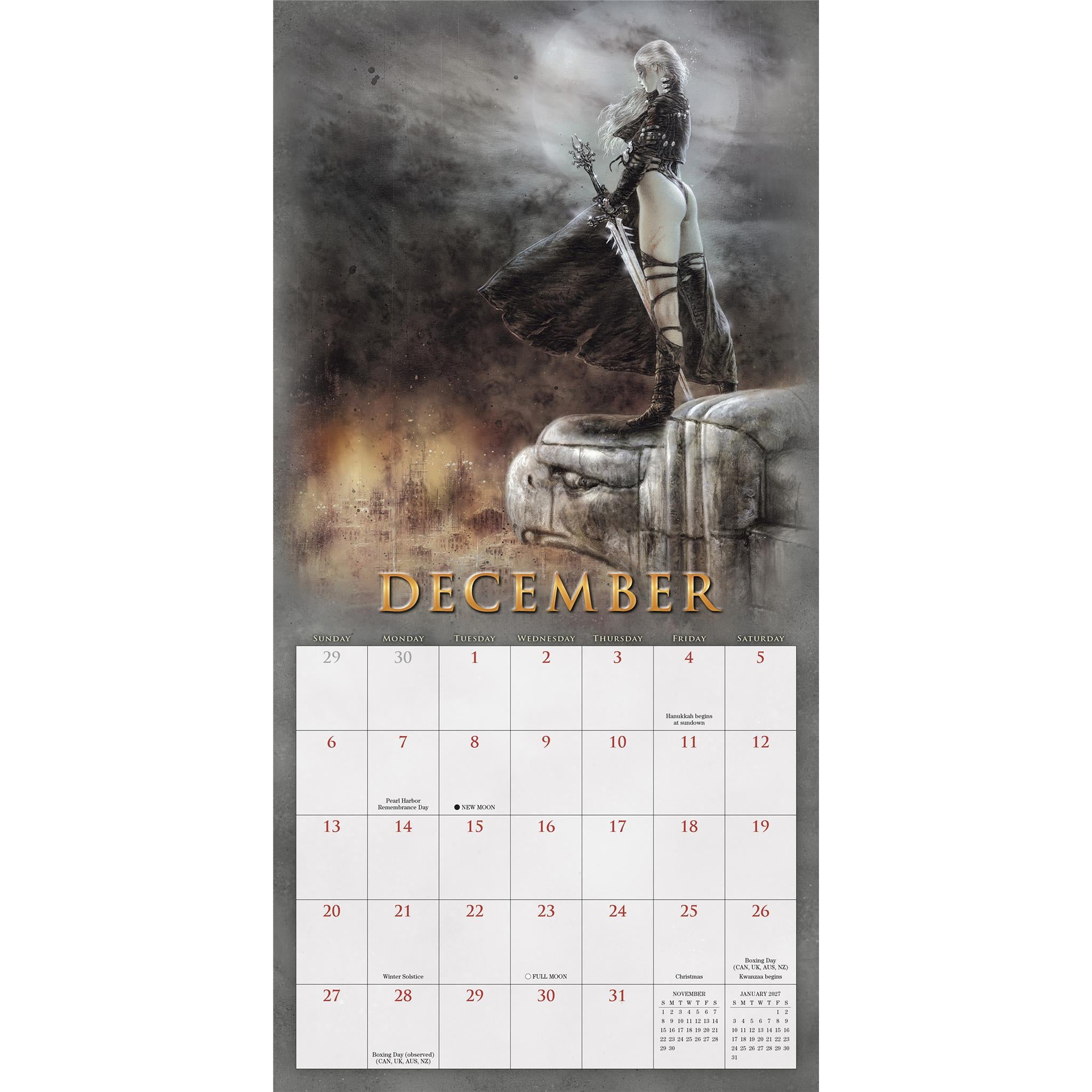 Calendrier mural Fantasy Art Of Royo 2026