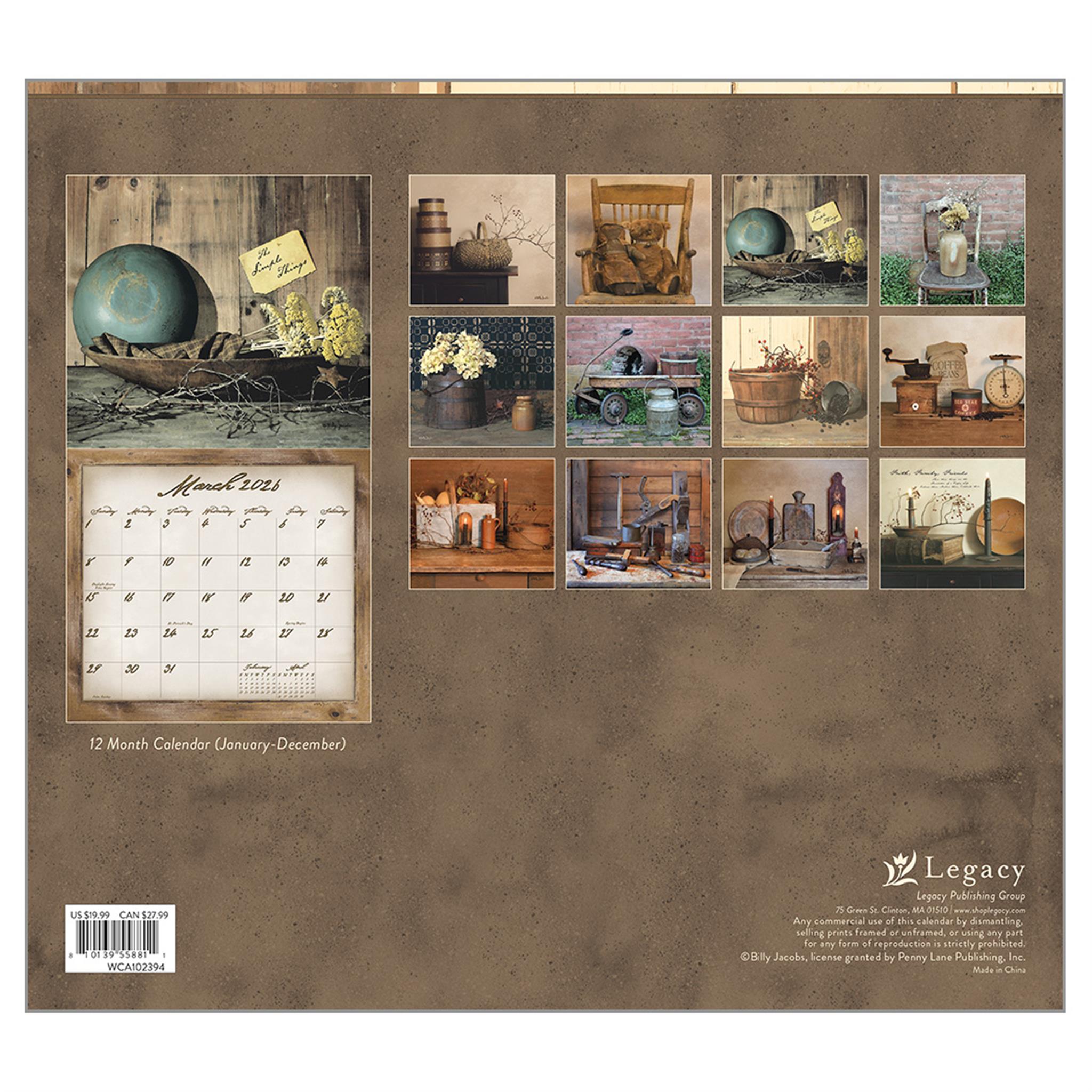 Calendrier mural de luxe Simple Treasures 2026 - Disponible uniquement en ligne