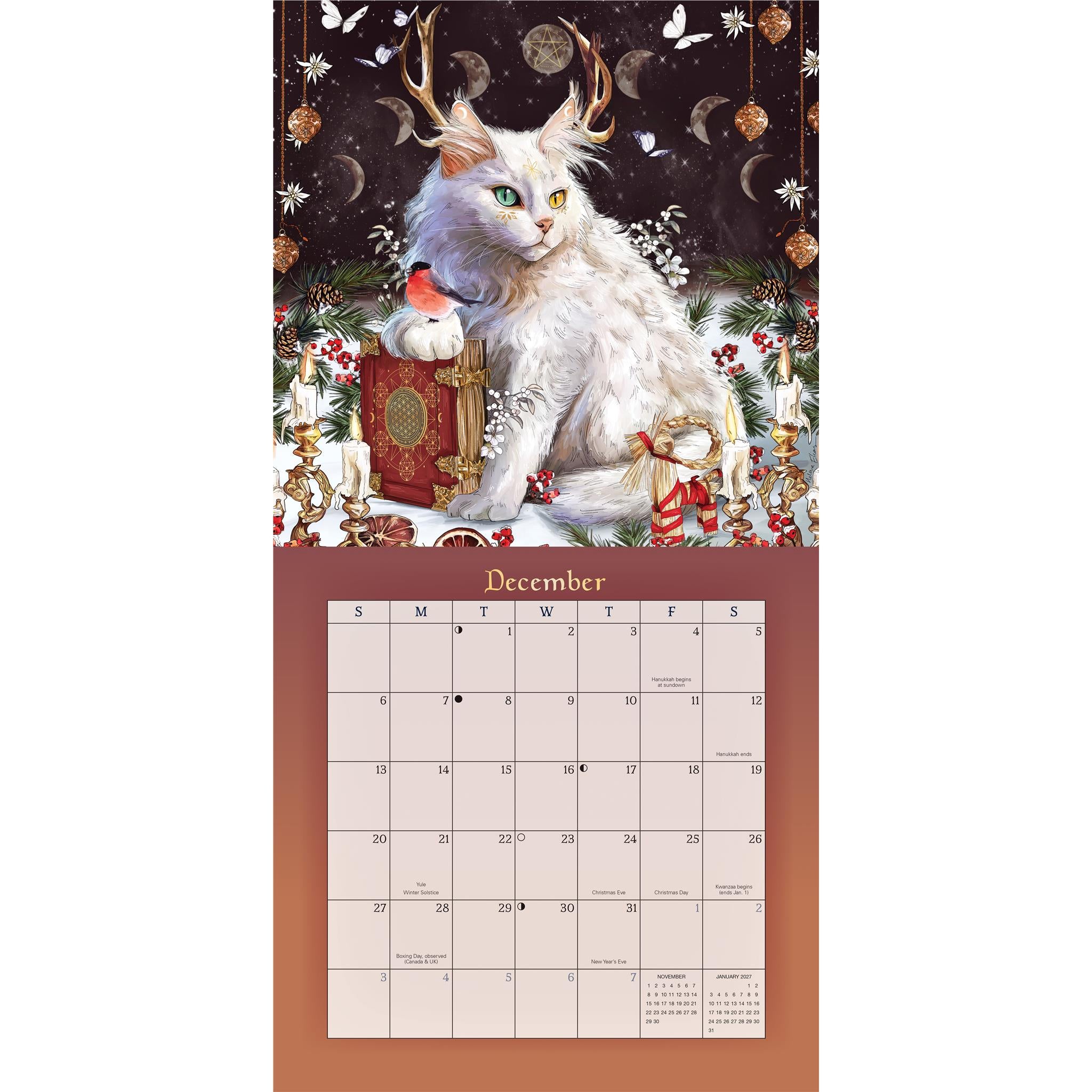 Calendrier mural Chats magiques et mystiques 2026