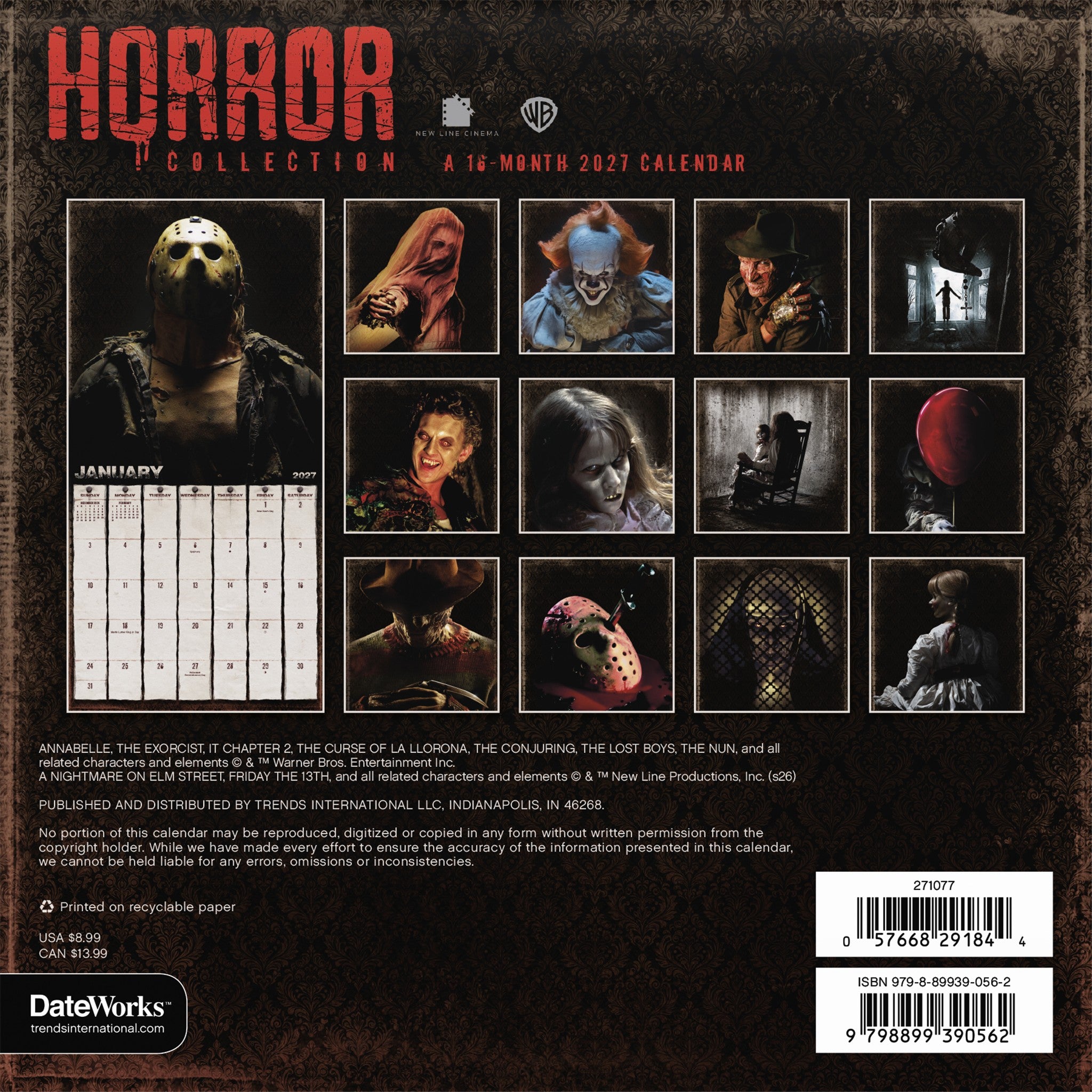 Mini calendrier Collection Horreur 2027
