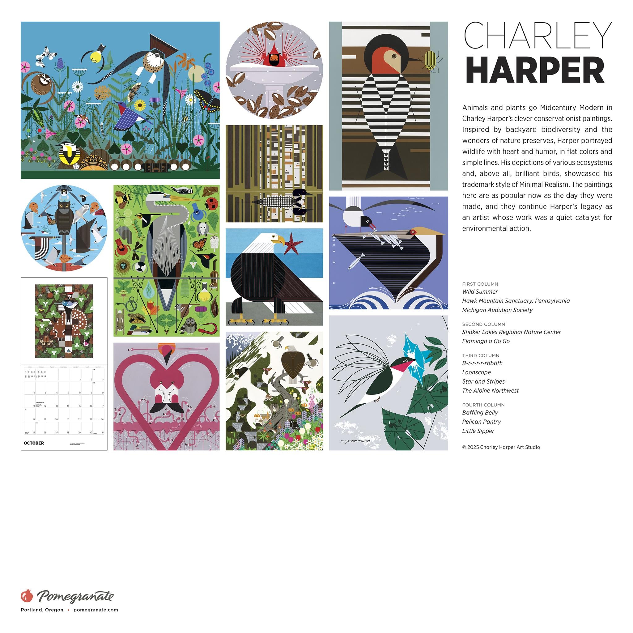 Calendrier mural Charley Harper 2026