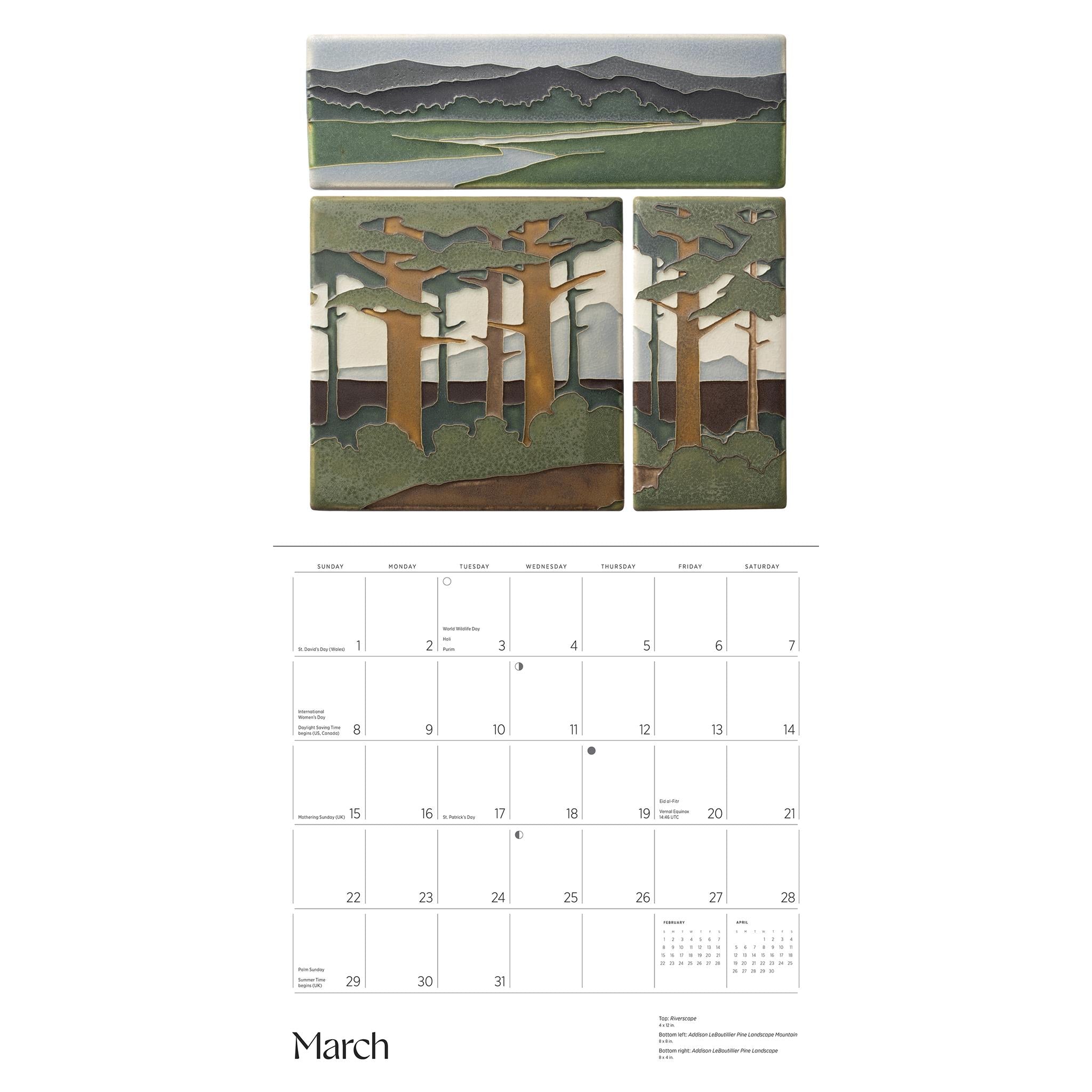 Calendrier mural Arts and Crafts Tiles 2026 - Disponible uniquement en ligne