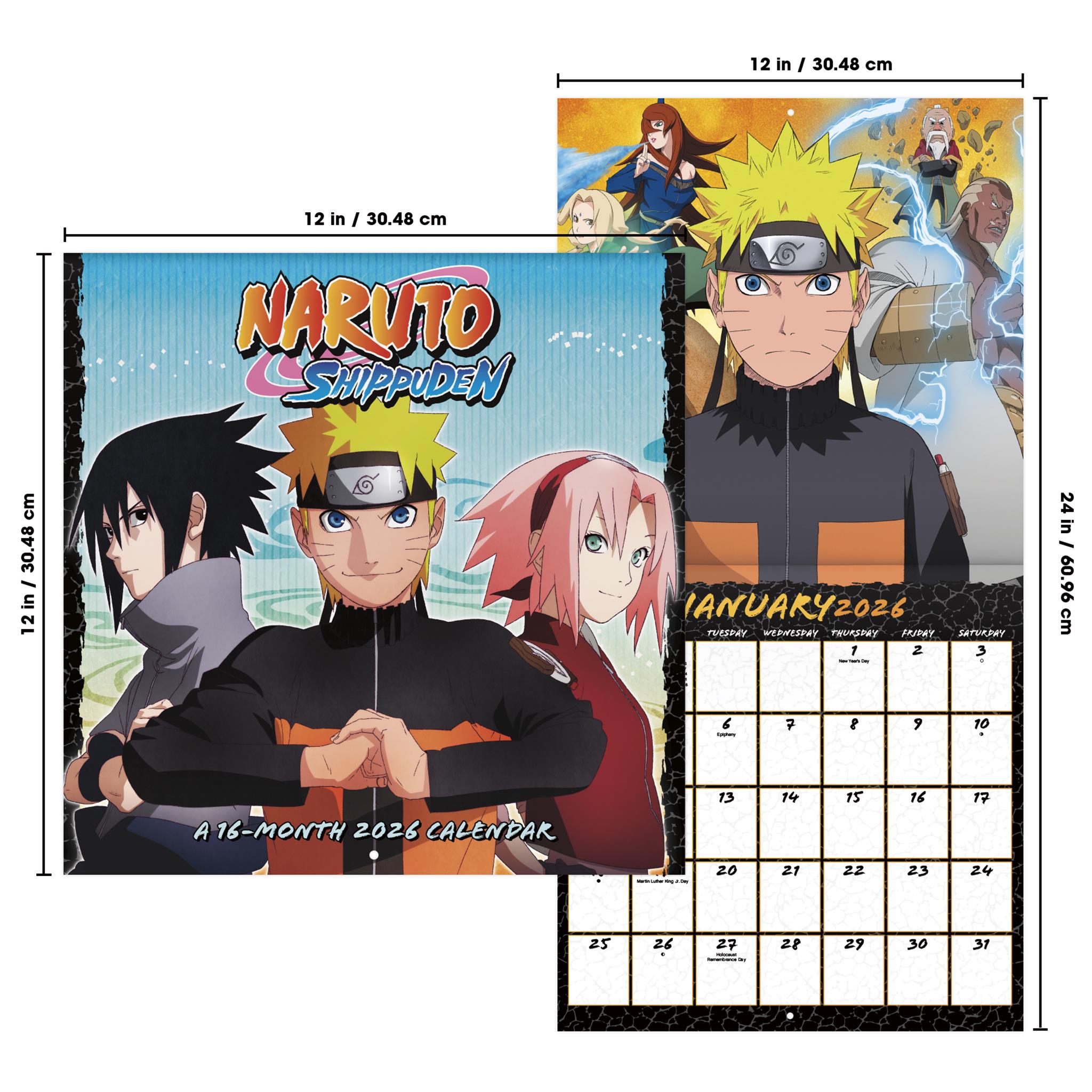 Calendrier mural Naruto Shippuden 2026