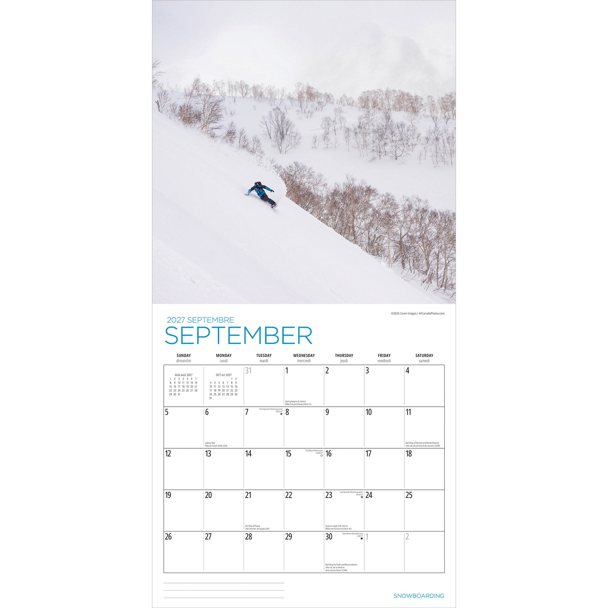 Snowboarding 2027 Wall Calendar