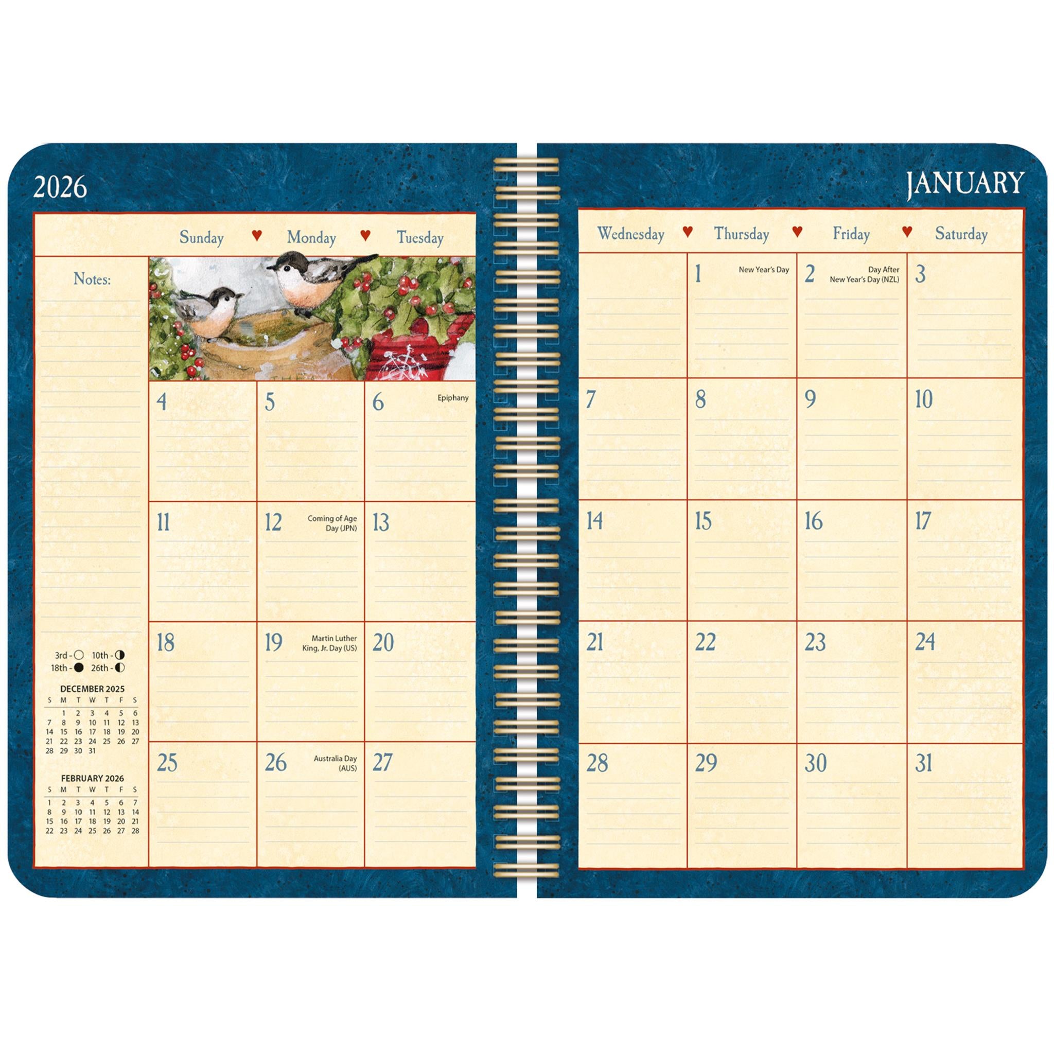 Calendrier de fiançailles Heart And Home Spiral 2026