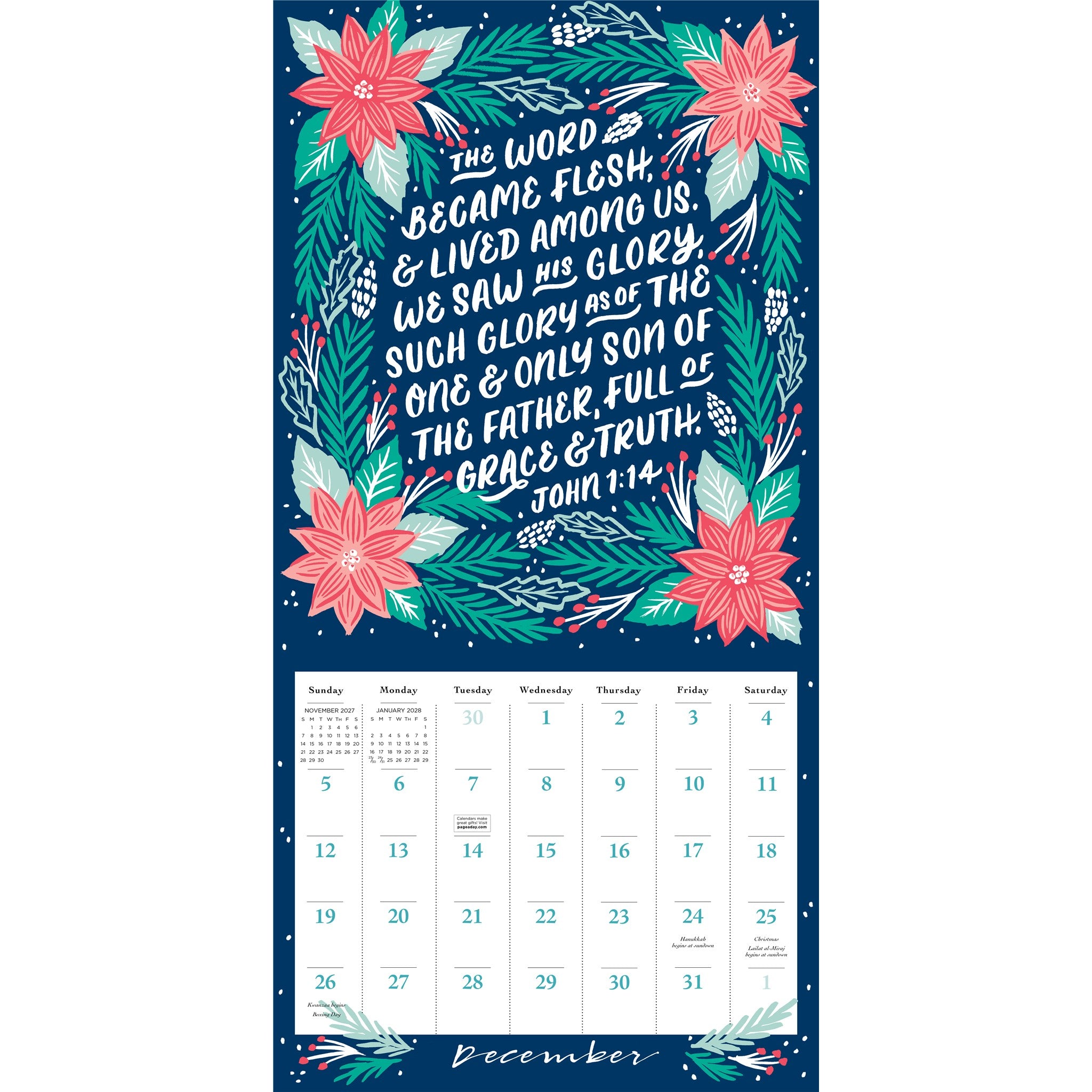 The Illustrated Bible Verses 2027 Wall Calendar