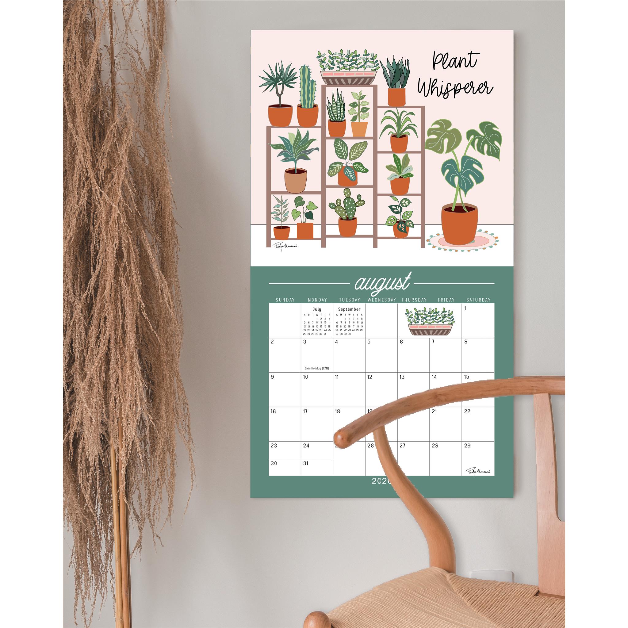 Calendrier mural de luxe Plant Lady 2026 - Disponible uniquement en ligne