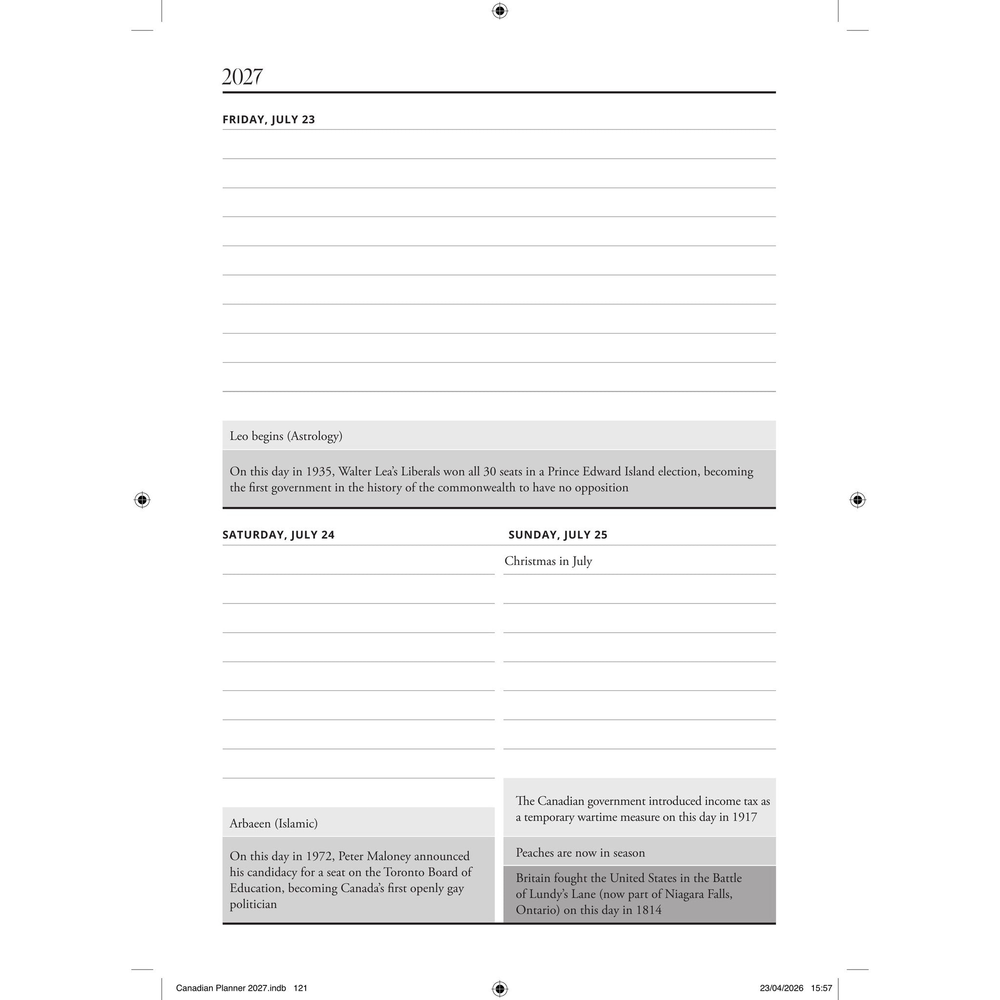 The Canadian Planner 2027 Engagement Calendar