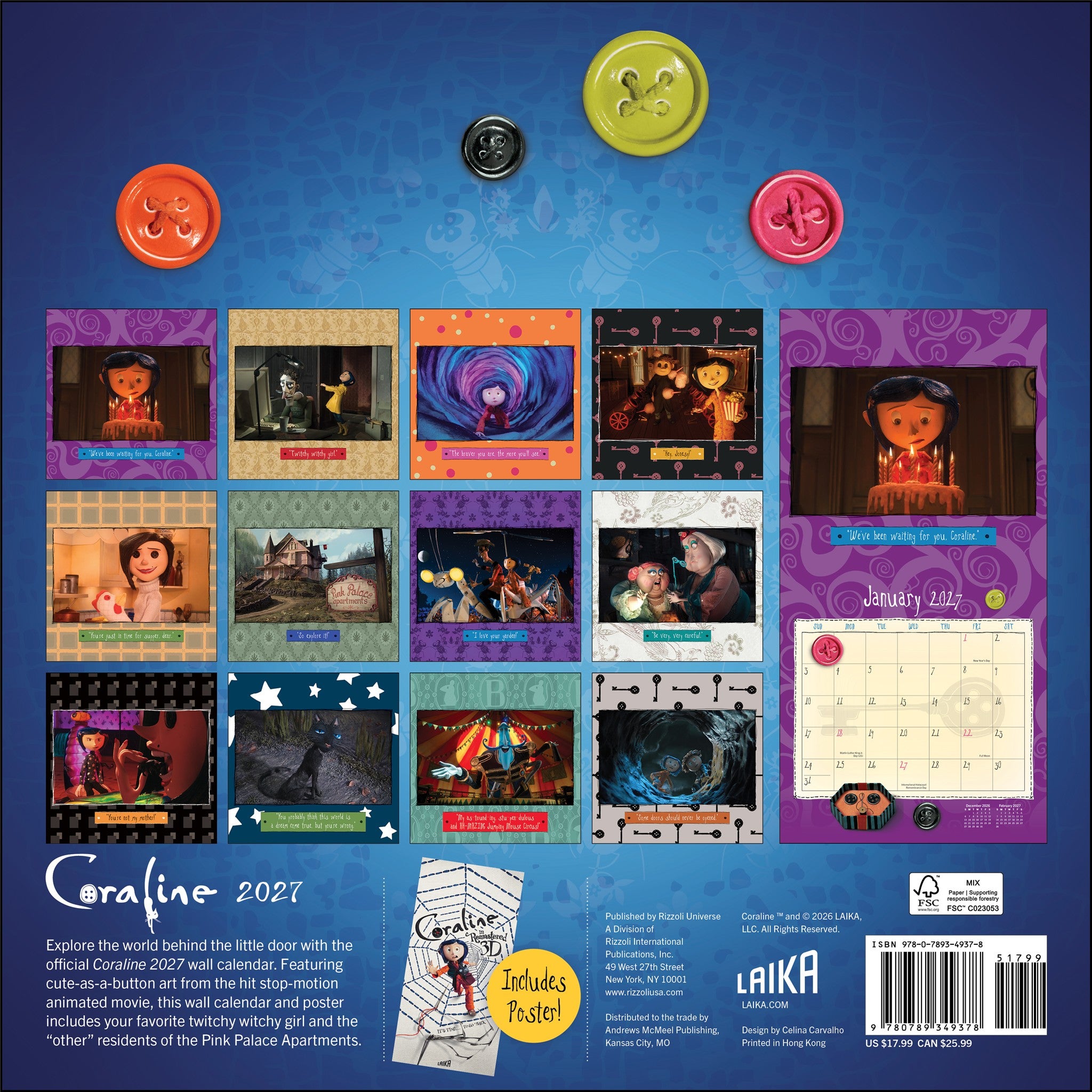 Calendrier mural Coraline 2027 - Exclusivement en ligne