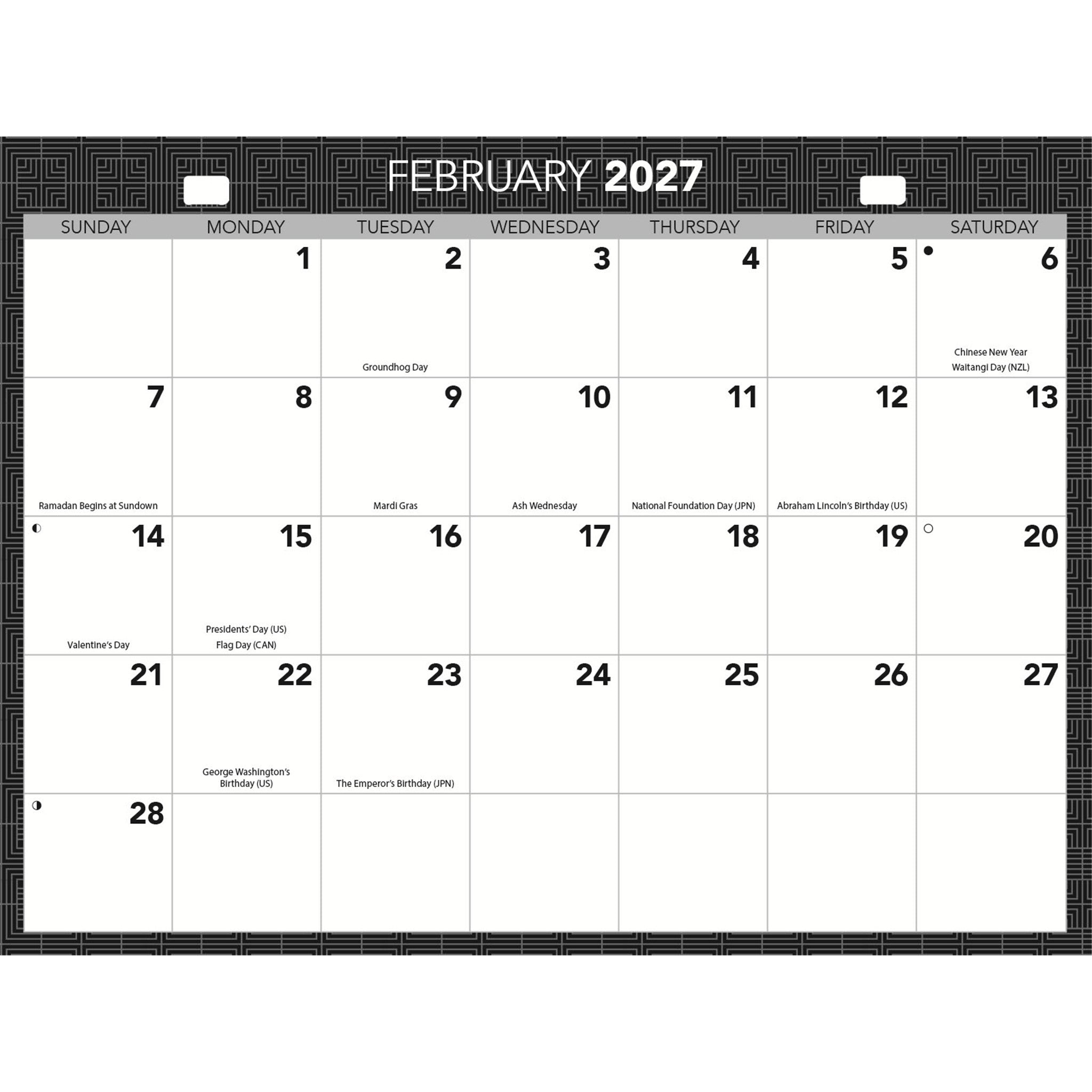 Calendrier mural Tri-View Office 2026-2027