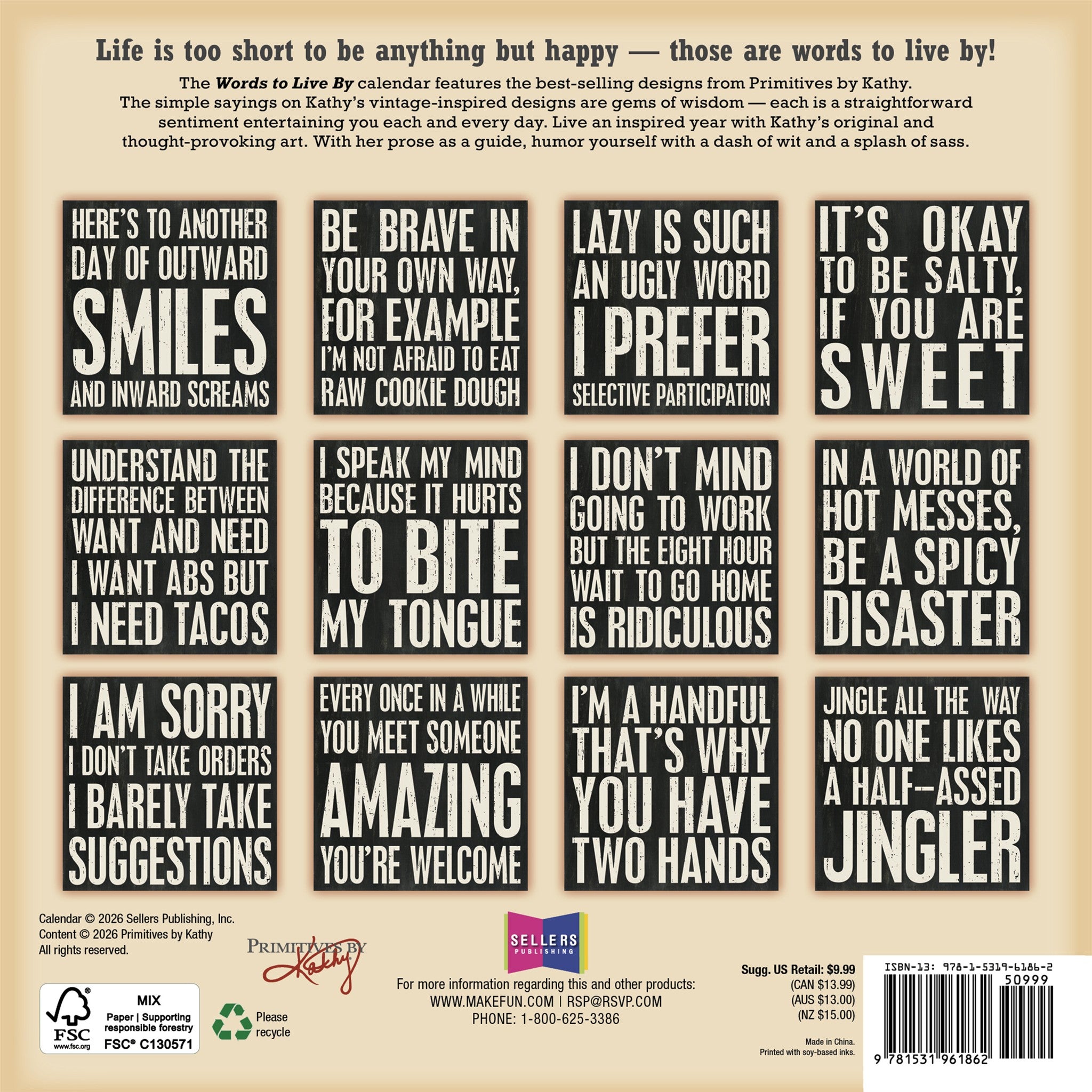 Words to Live By 2027 Mini Calendar