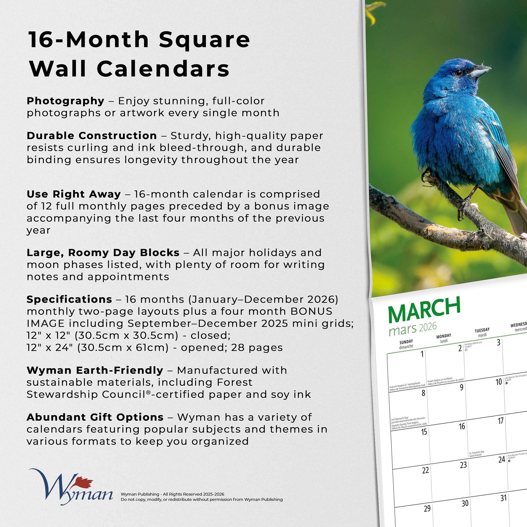 Canadian Geographic Birds 2026 Wall Calendar - Online Only