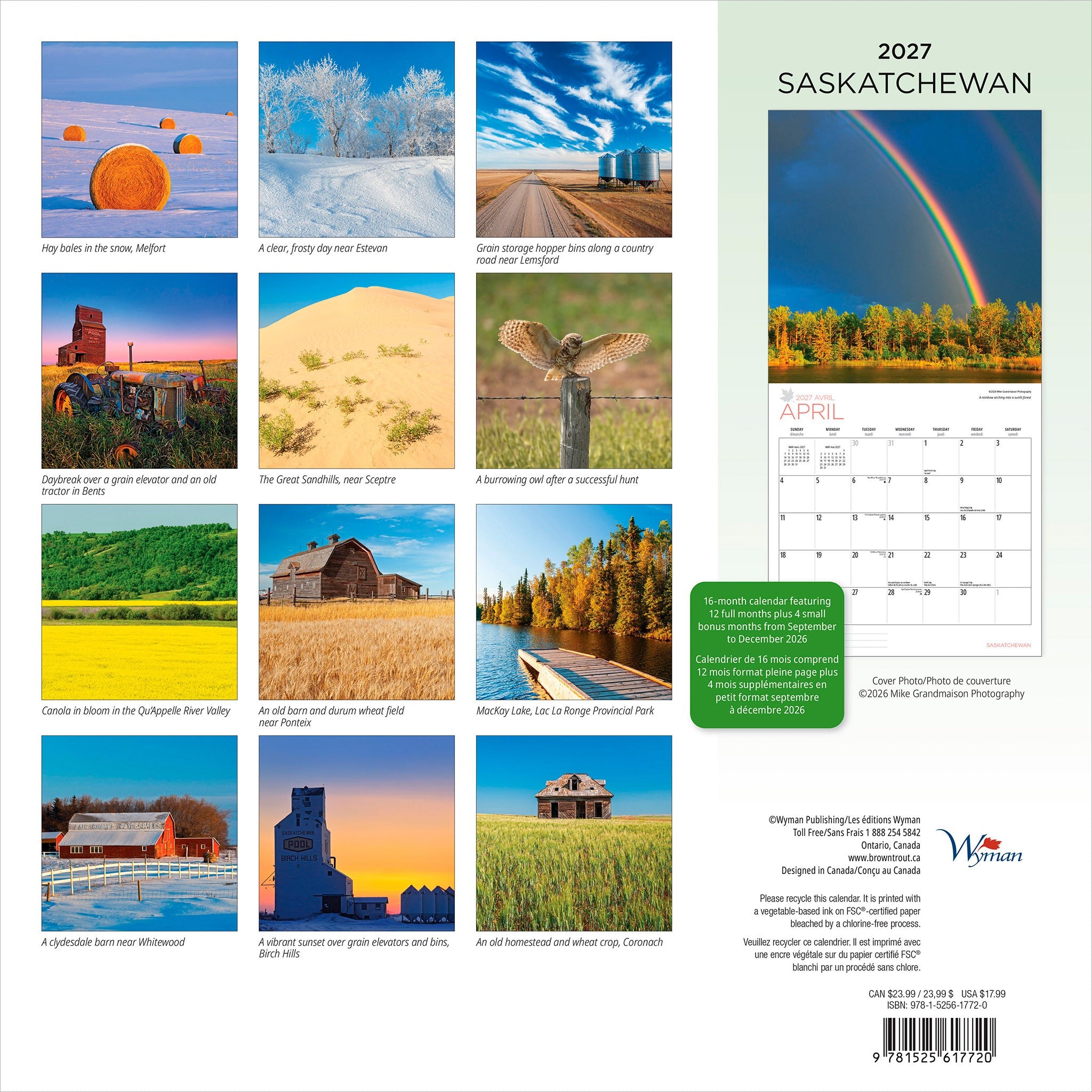 Saskatchewan 2027 Wall Calendar