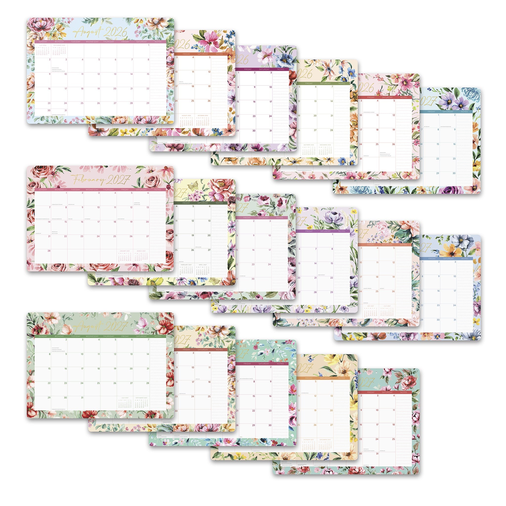 Bella Flora Decorative 2026-2027 Desk Calendar