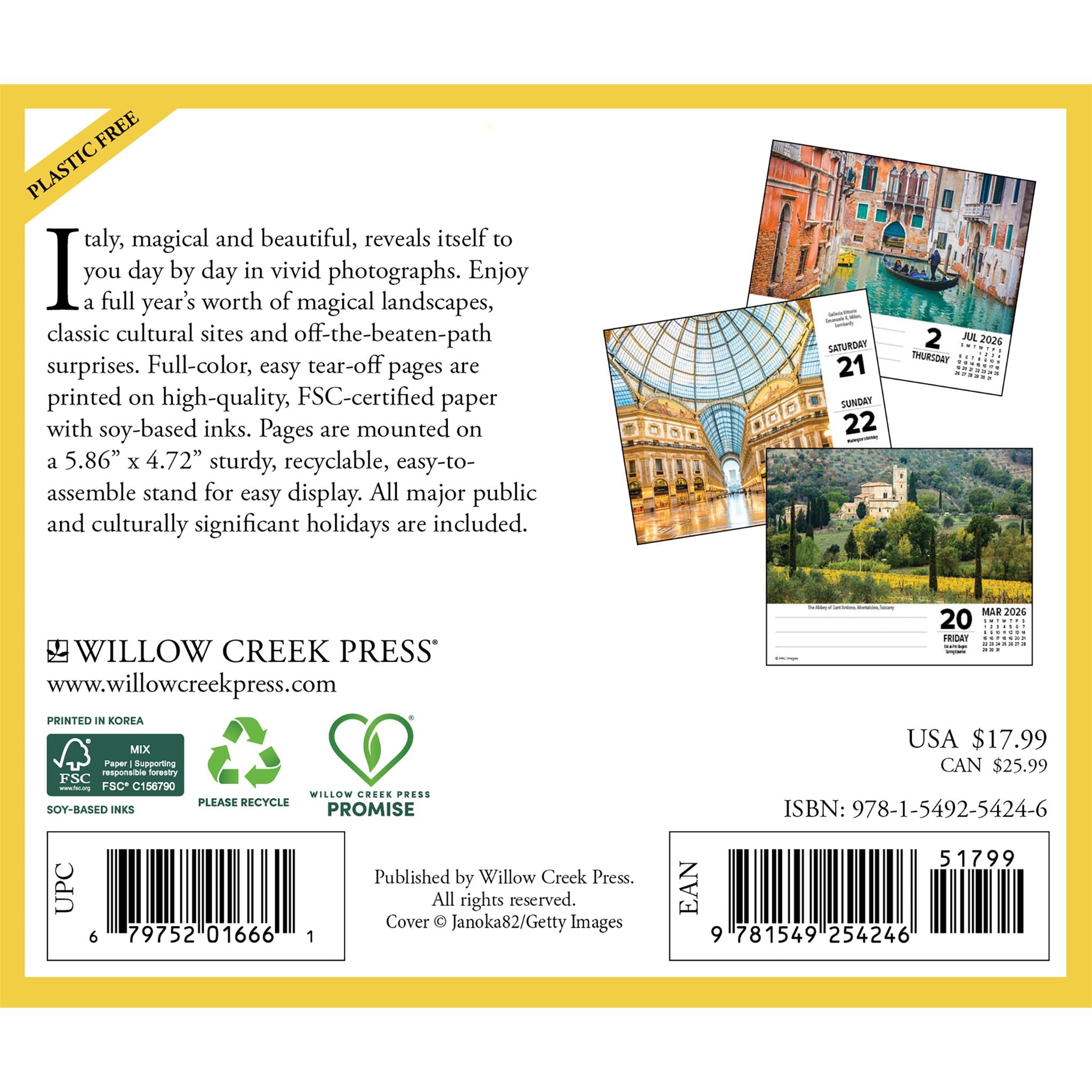 Calendrier quotidien Italie 2026